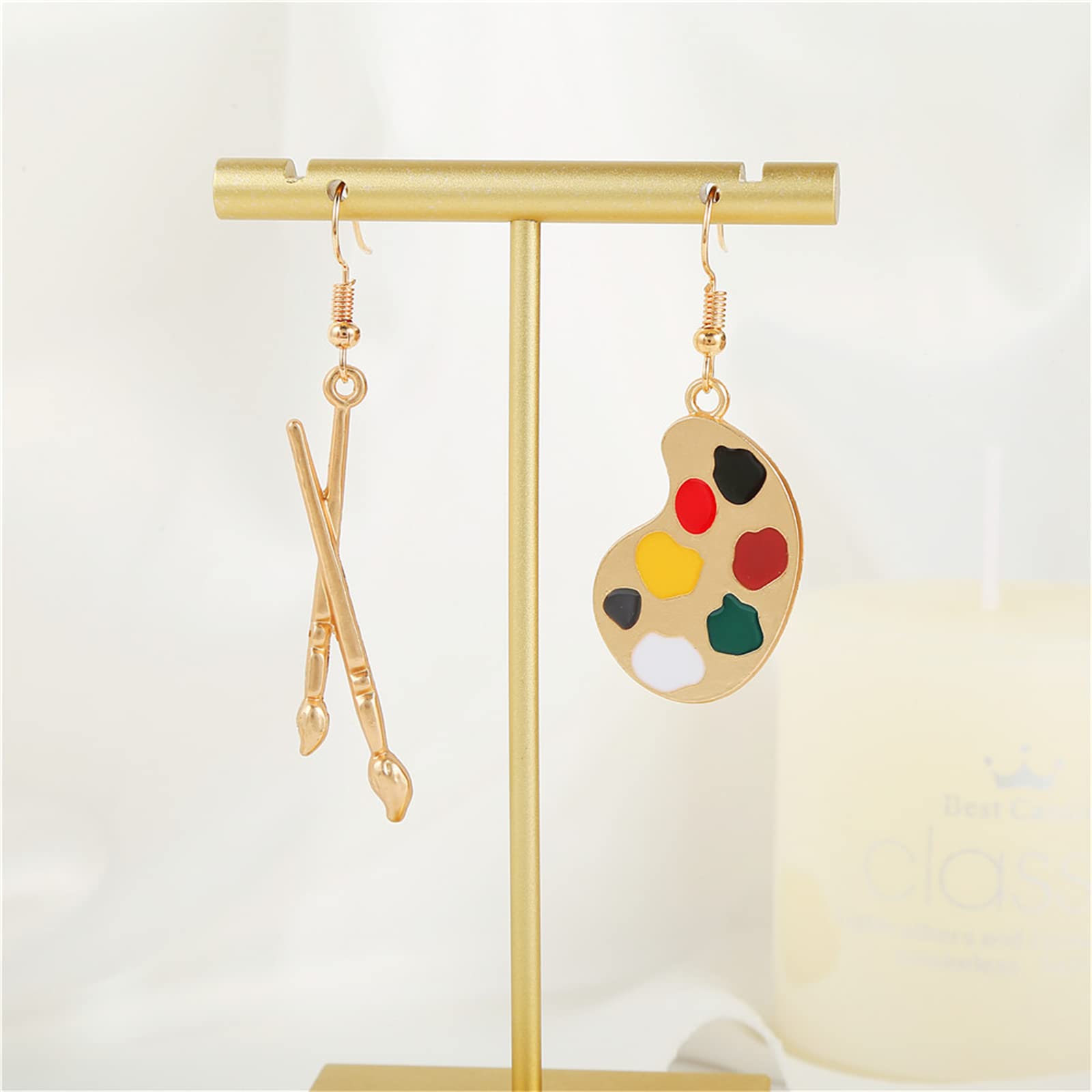 Colorful Enamel Painter Artist Dangle Drop Earrings - Unique Paint Palette & Brush Jewelry for Women | Artistic Gift for Painters, Art Lovers & Creative Professionals | Perfect for Art Exhibitions, Studio Wear & Boho Fashion