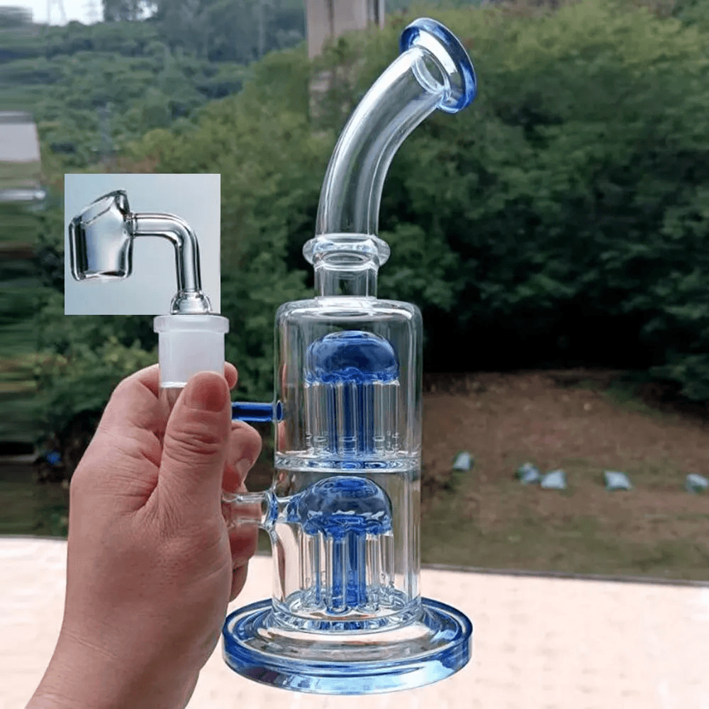 Premium Thick Glass Dab Rig with Arm Tree Perc - Portable Water Pipe for Concentrates | Perfect for Home Use & Travel