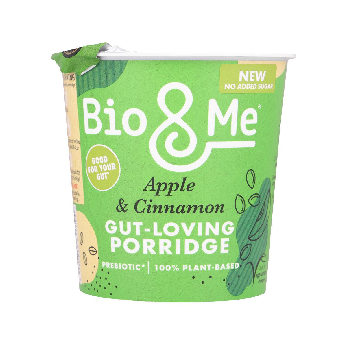 BIO & ME Apple & Cinnamon Prebiotic Porridge Pot (65g) - Gut-Friendly Oatmeal for Digestive Health - Perfect for Breakfast, Snacks & On-the-Go Meals