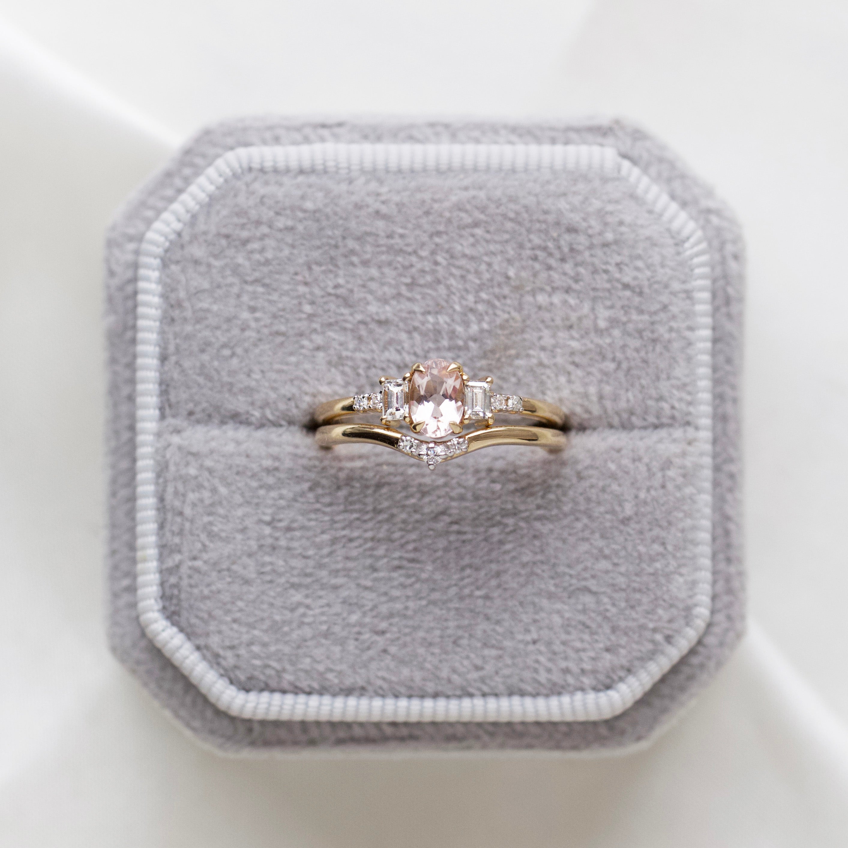 Stunning Estella Morganite & Diamond Engagement Ring Set – Elegant Pink Morganite & Sparkling Diamonds for Women | Perfect for Proposals, Weddings & Anniversaries