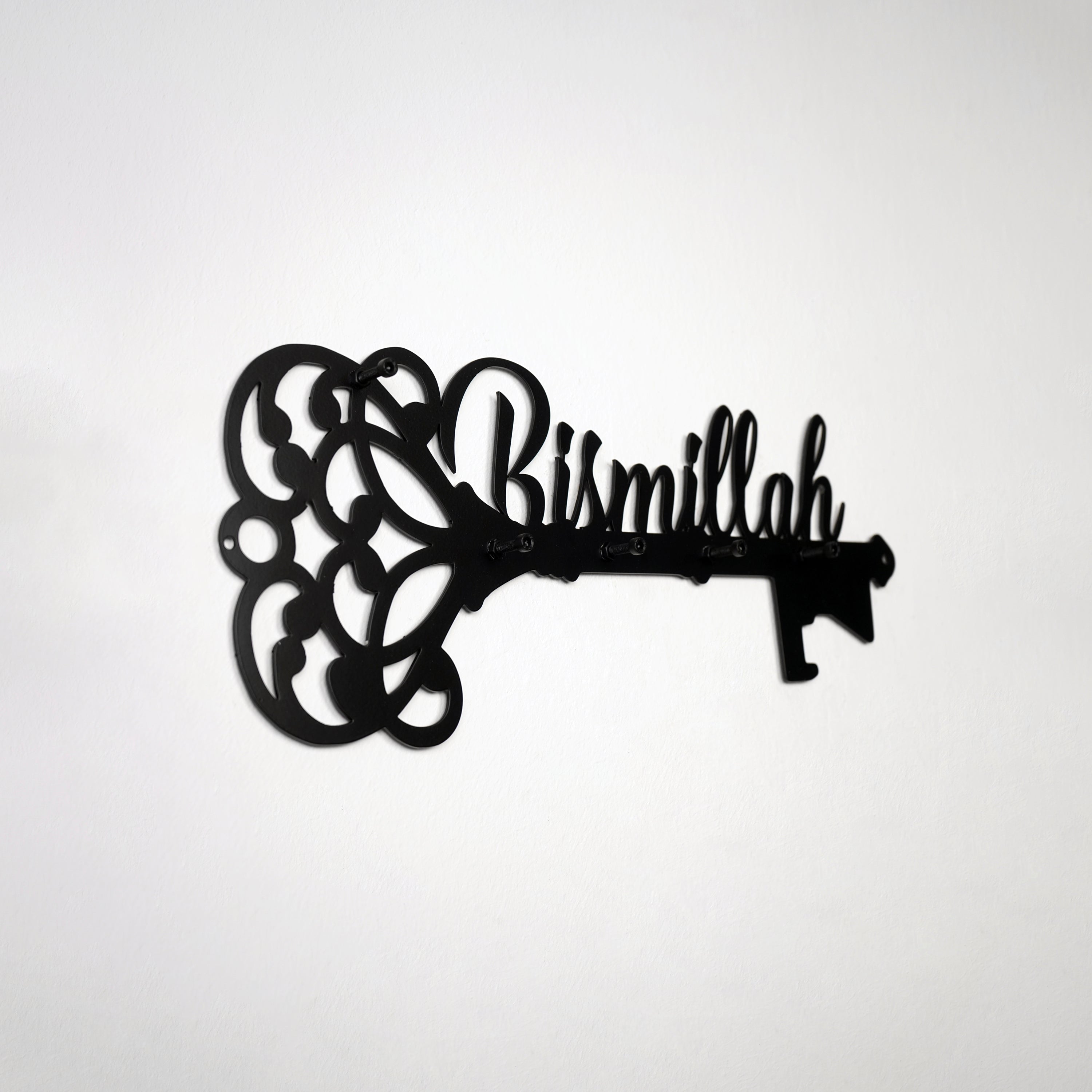 Bismillah Key Holder - Islamic Wall Art with Latin Calligraphy - Home Decor for Muslim Households, Perfect for Entryway, Living Room & Prayer Room