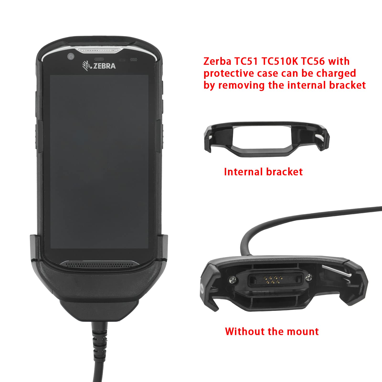 Zebra TC51 TC52 TC56 TC57 Scanner Charger Cable - 5V2A Fast Charging with 6ft USB Cable | Compatible with TC510K & More | Perfect for Warehouse Workers, Postal Carriers, Retail Staff & Baggage Handlers | Durable Charging Solution for Mobile Computers in Logistics, Delivery & Inventory Management