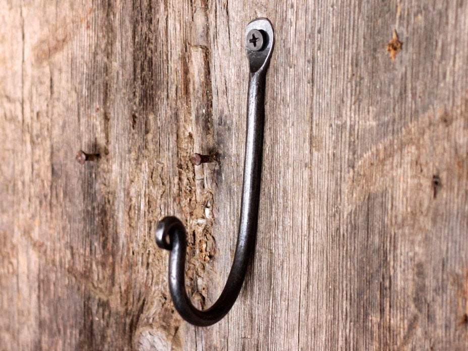 Handcrafted Traditional Blacksmith Wall Hook - Rustic Iron Coat Hooks for Entryway, Kitchen & Bathroom Organization