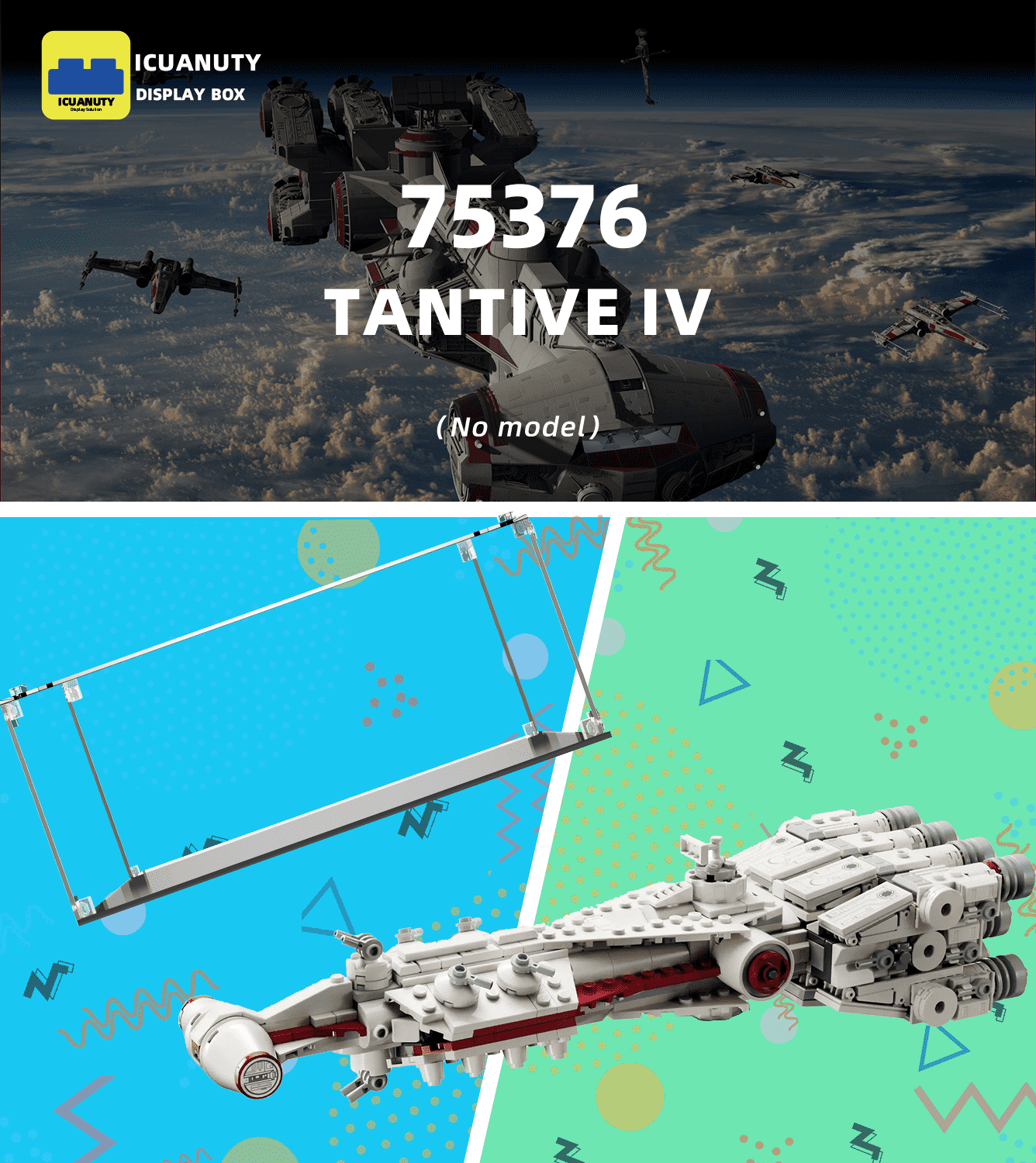 Star Wars LEGO Tantive IV 75376 Display Case - Premium Acrylic Protection for Collectible Sets | Perfect for Showcase, Dust Protection & Home Decor