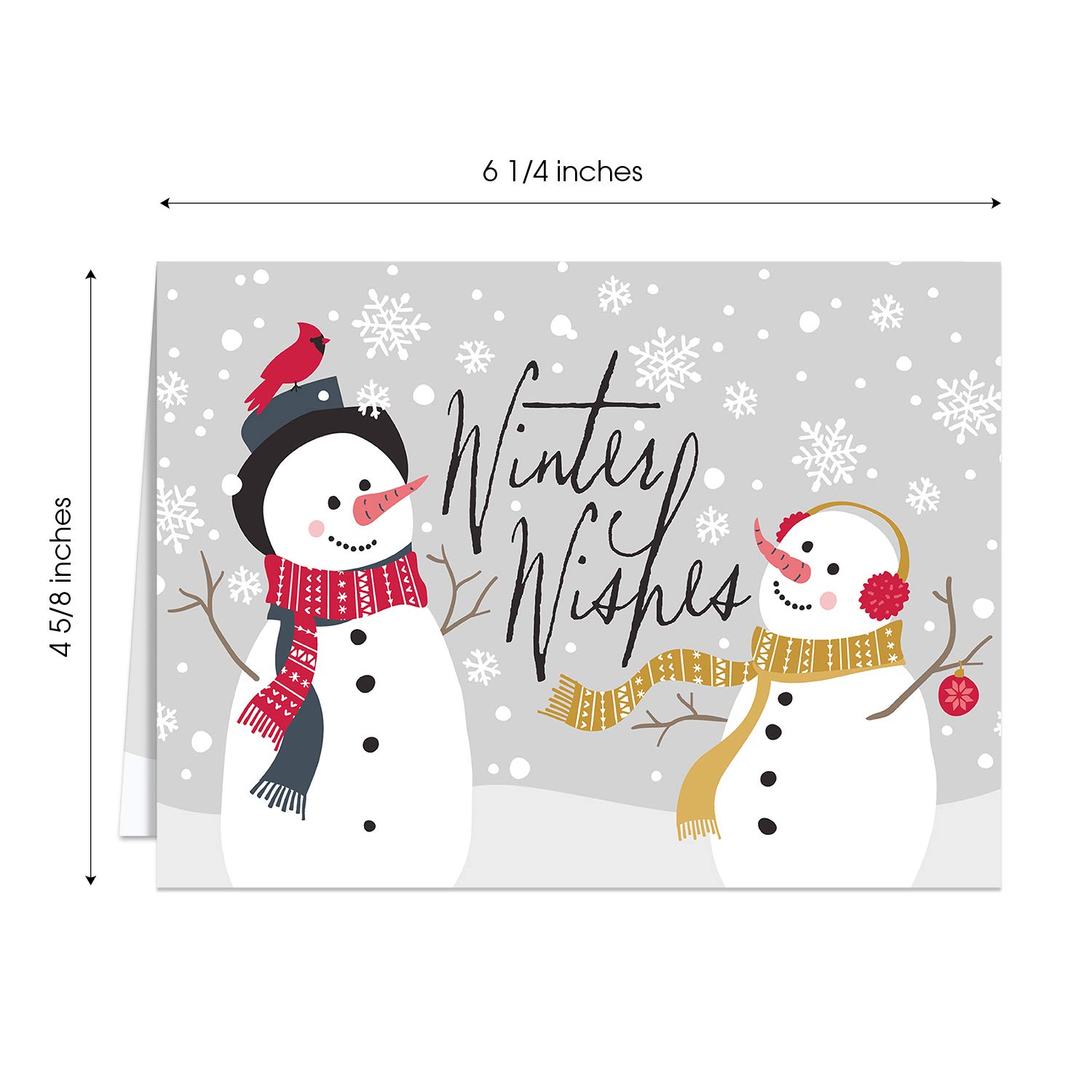 25 Christmas Cards with White Envelopes - 5 Modern Winter Designs (4 5/8
