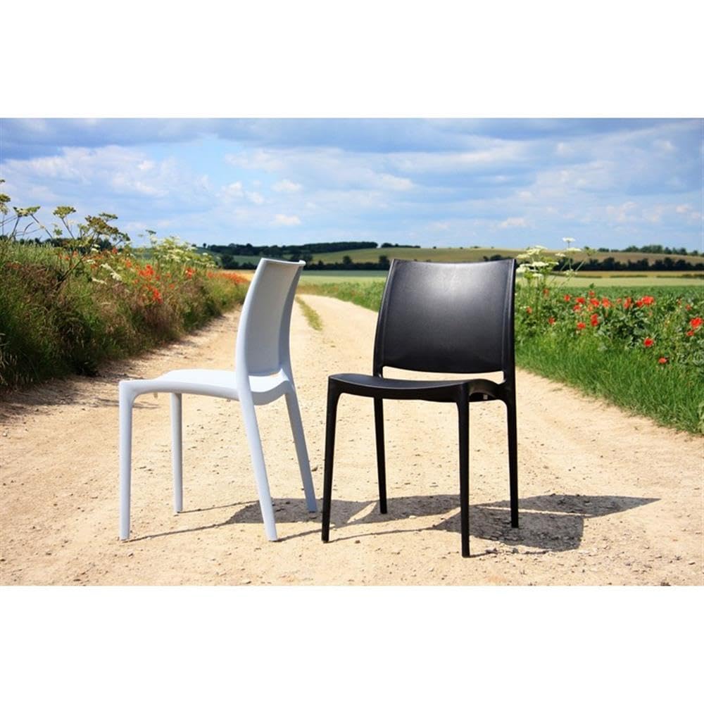 **Maya Patio Dining Chairs (Set of 2) - Silver Outdoor Furniture for Backyard, Garden, and Poolside Relaxation**