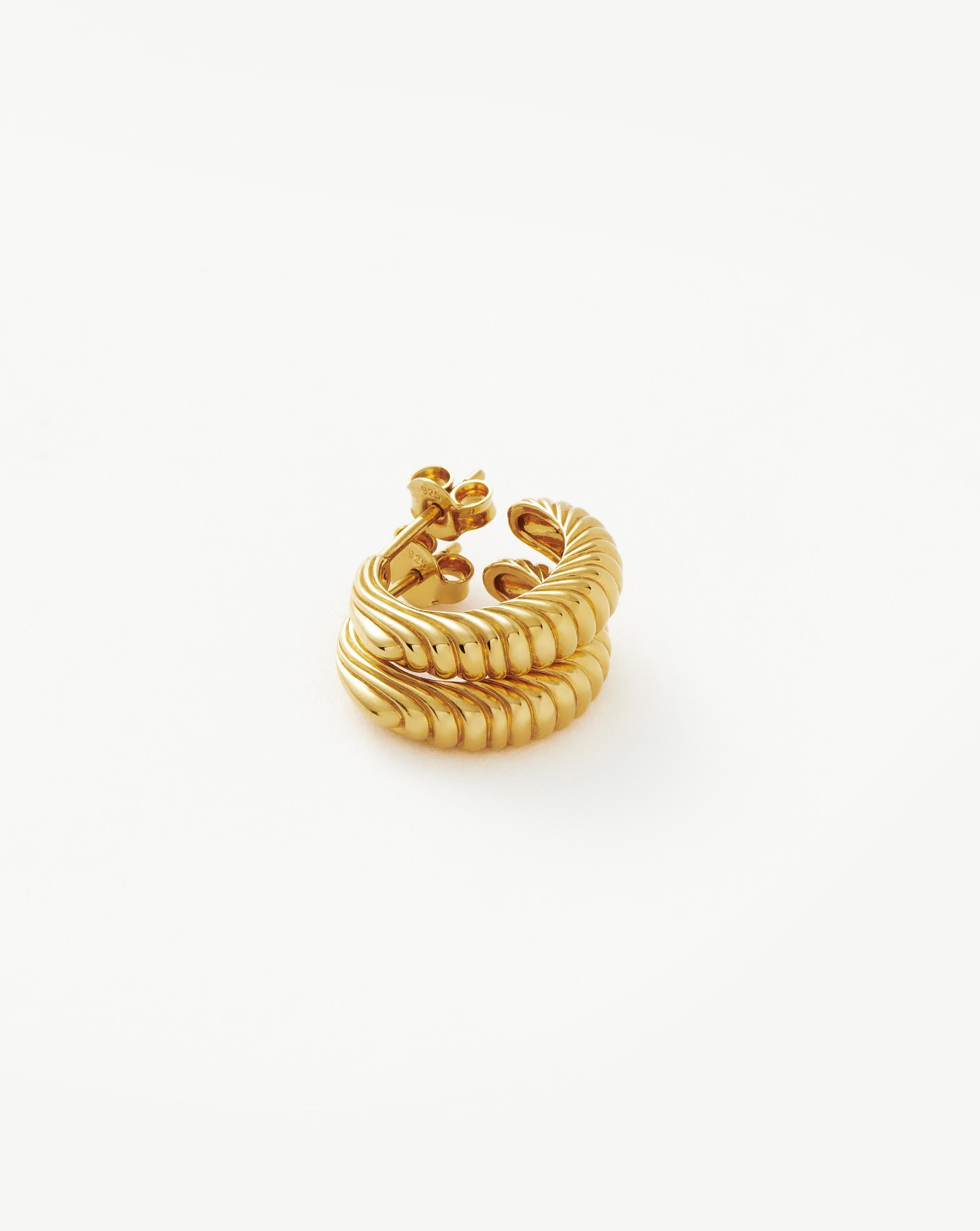 Wavy Ridge Small Hoop Earrings for Women - Trendy Minimalist Gold Hoops for Everyday Wear | Perfect for Work, Date Night & Casual Outfits