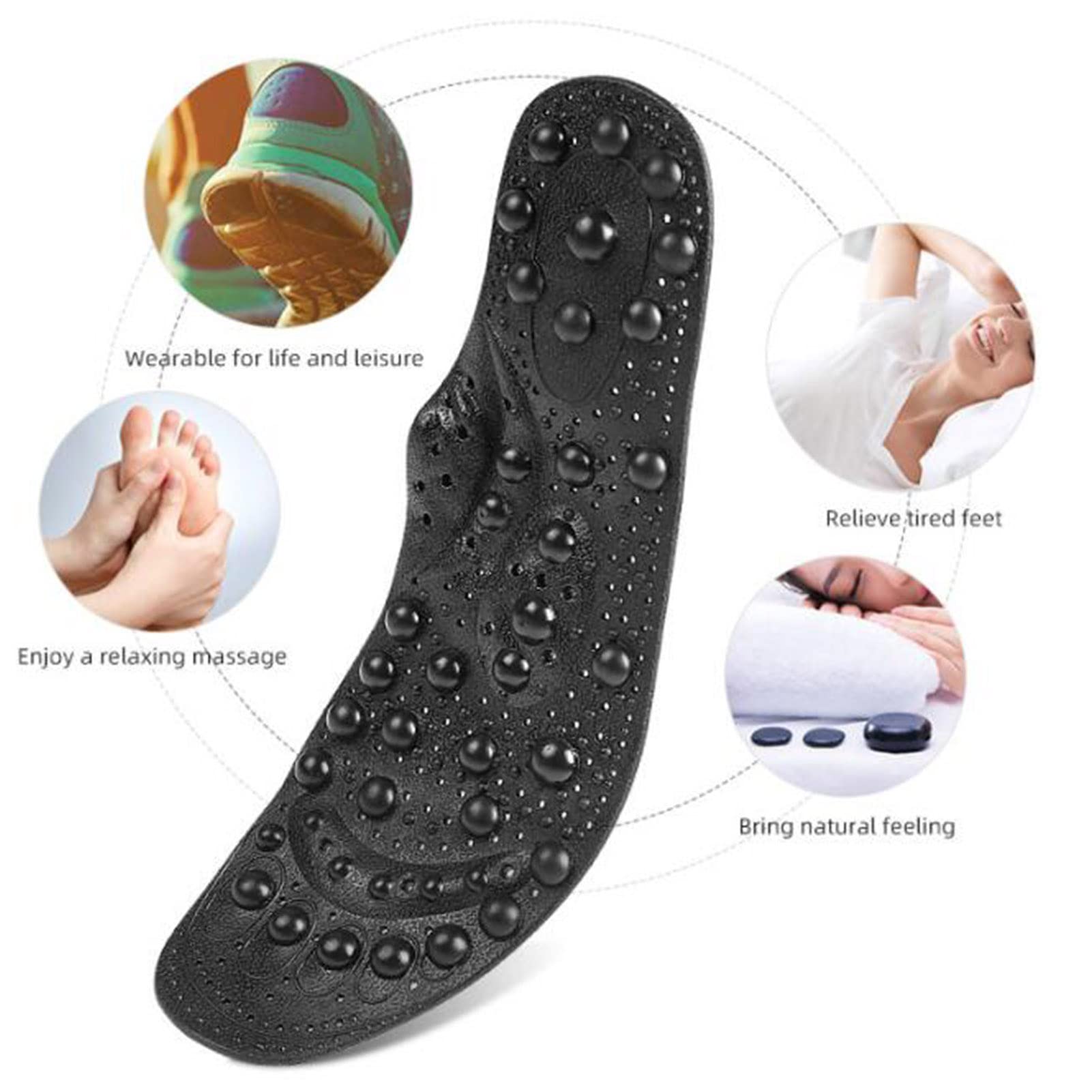 68 Magnets Acupressure Magnetic Shoe Insoles for Men - Foot Massage & Pain Relief Therapy, Reflexology Orthopedic Inserts (10.83 Inch) - Perfect for Running, Walking & Standing All Day