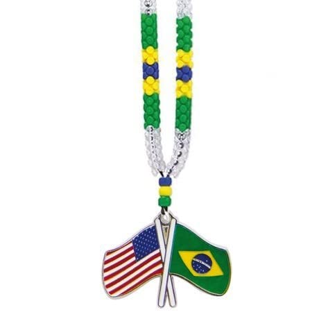 Patriotic Necklace - USA & Brazil Flag Pendant Jewelry for Women & Men - Perfect for Independence Day, National Pride & Gift Giving