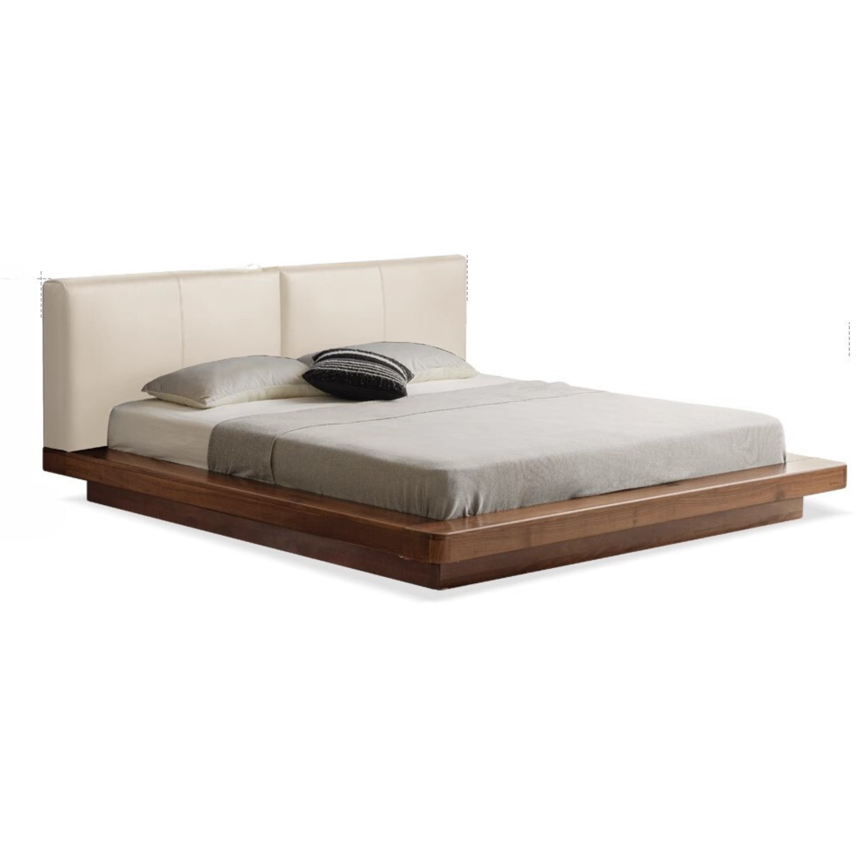 Premium Black Walnut Solid Wood Leather Upholstered Floating Bed Frame - Modern Platform Bed for Bedroom, Guest Room, or Master Suite