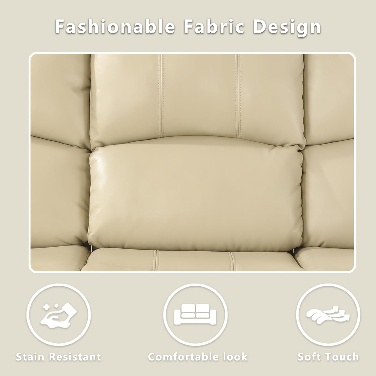 Premium Leather Recliner Sofa - Wall Hugger Reclining Couch with Cup Holder, Beige Living Room Furniture for Home Theater & Office Seating | Comfortable Leather Sofa for Relaxation, Movie Nights & Work From Home