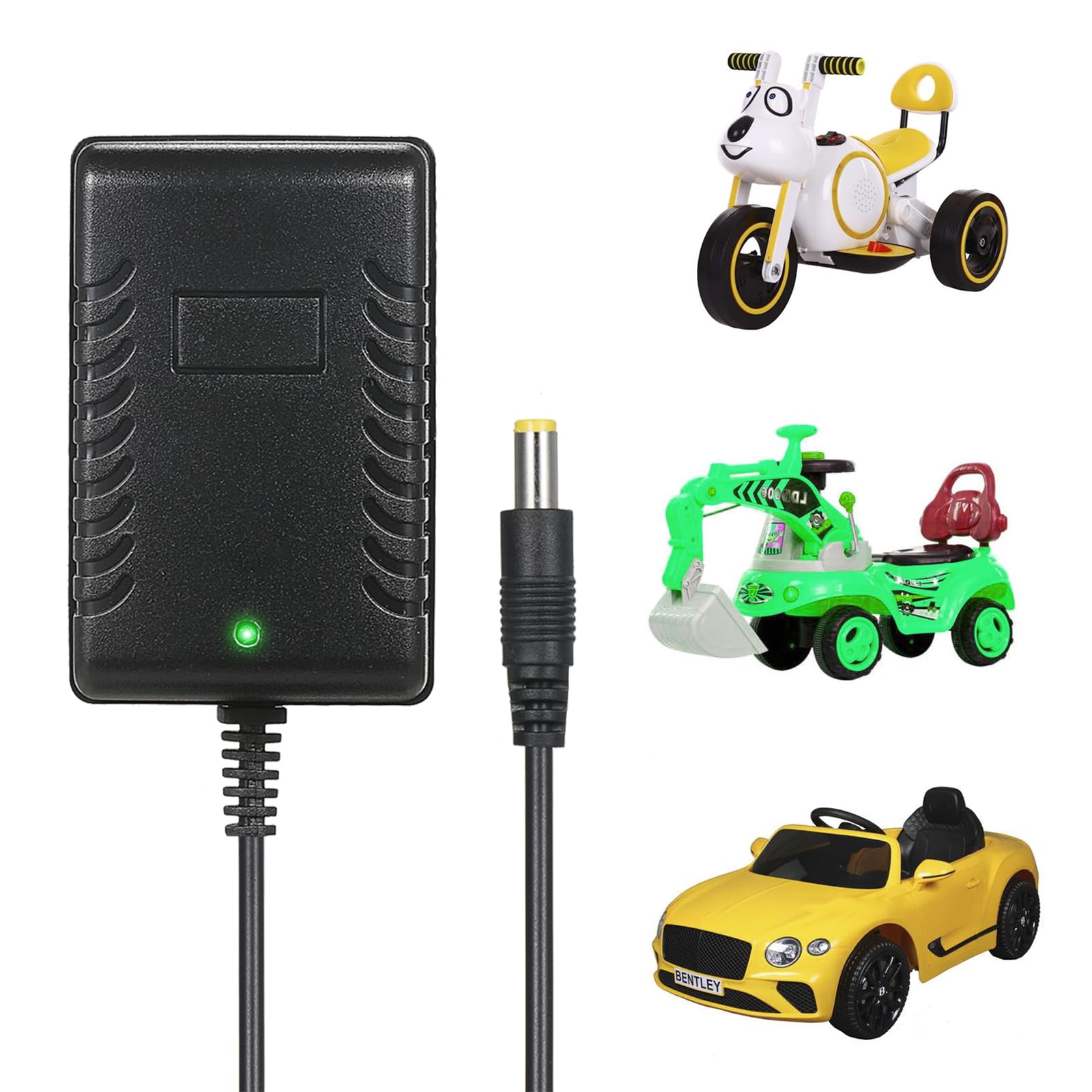 6V Battery Charger for Kids Ride-On Cars & Electric Toys - Fast Charging 6 Volt Power Adapter for Ride-On Vehicles, Scooters, and Accessories - Perfect for Home, Playground, and Outdoor Use