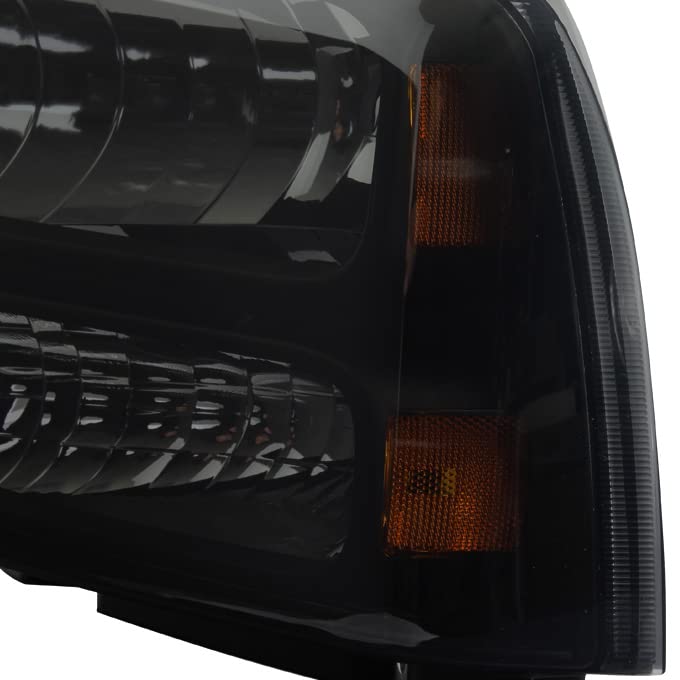 AKKON Black Smoked Headlights & Tail Lights Pair for 2005-2007 Ford F250 F350 F450 Super Duty - Upgrade Your Truck's Style & Night Visibility (Off-Road, Night Driving, Custom Look)