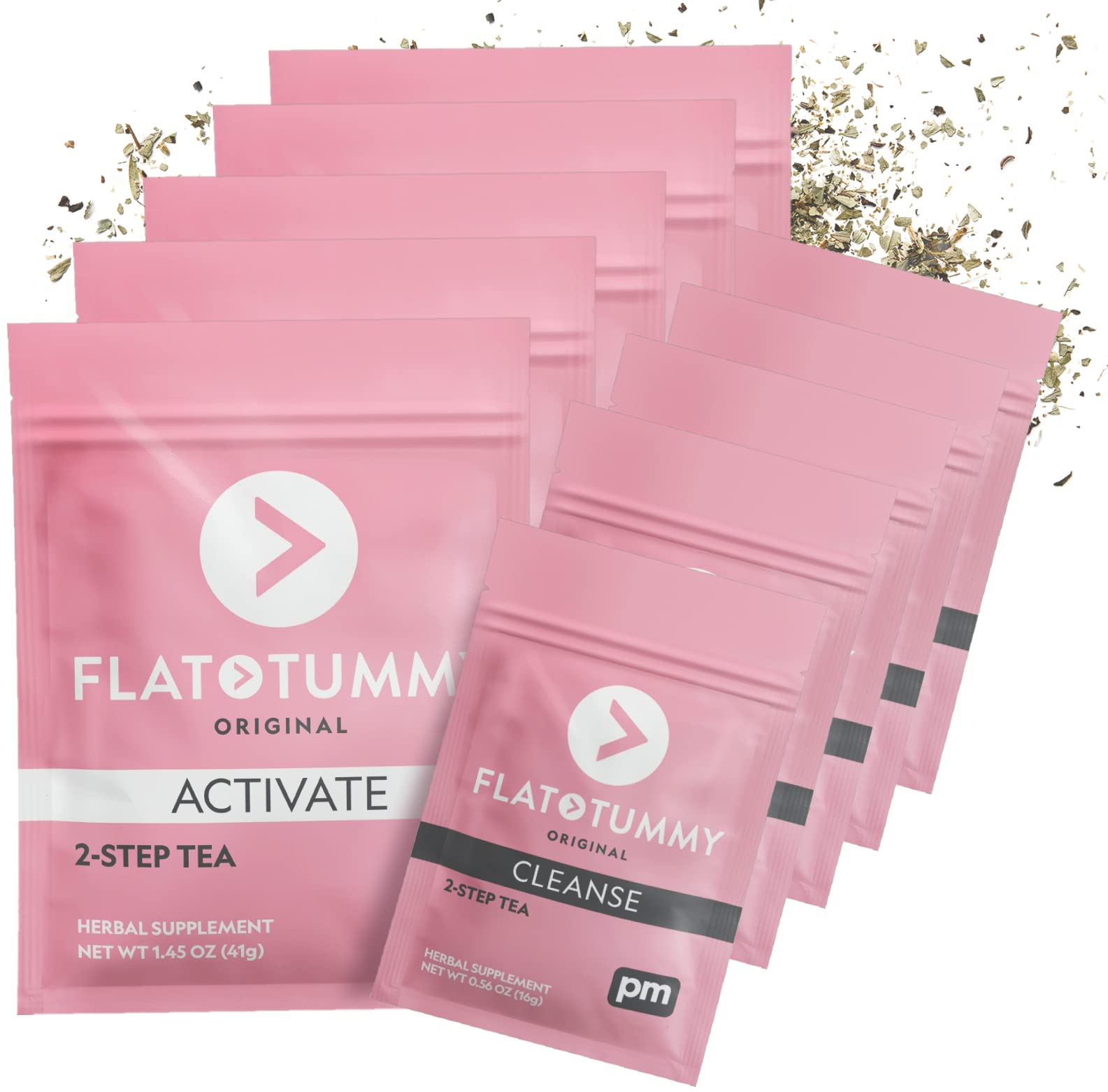 Flat Tummy Detox Tea for Weight Loss & Bloating Relief - 2-Step Natural Detox Cleanse with Green Tea, Lemon Balm, Dandelion & Fennel - 4 Week Program for Energy Boost & Digestion Support (5 Pack) - Perfect for Morning Routine, Post-Workout Recovery & Healthy Lifestyle
