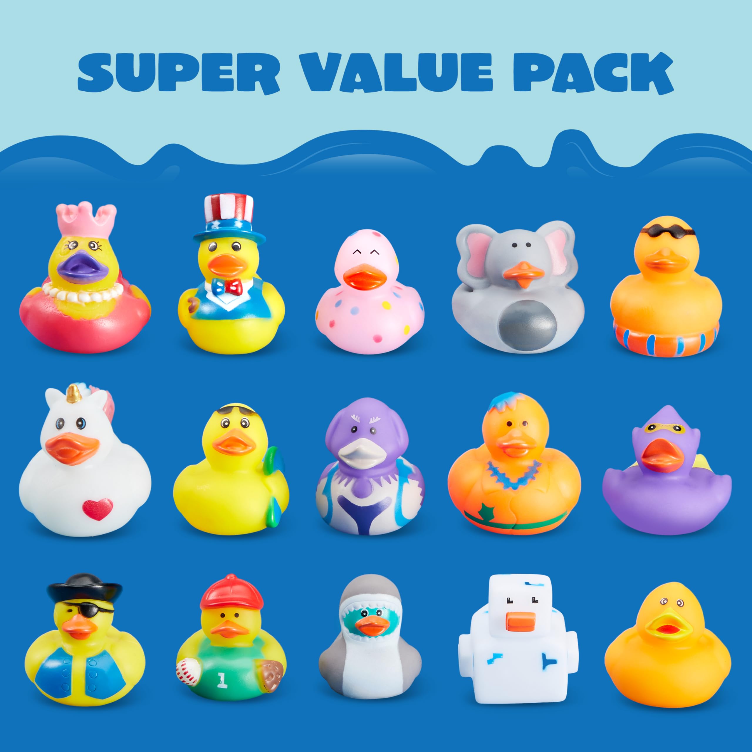 JOYIN 60 Pcs Assorted Rubber Duckie Toys with Mesh Carry Bag - Fun Bath, Shower, Pool & Beach Toys for Kids - Perfect for Baby Bath Time, Summer Activities, Carnival Prizes & Holiday Party Favors