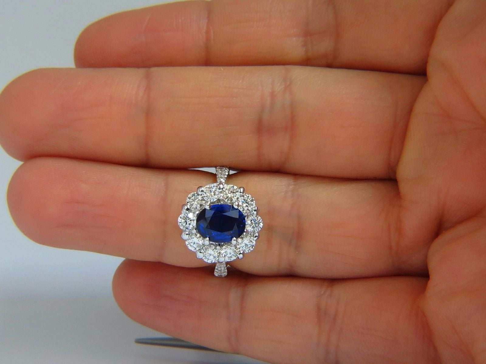 3.67CT GIA Certified Natural Vivid Royal Blue Diamond Cluster Halo Ring in 18K Gold - Perfect for Engagement, Wedding & Anniversary Gifts