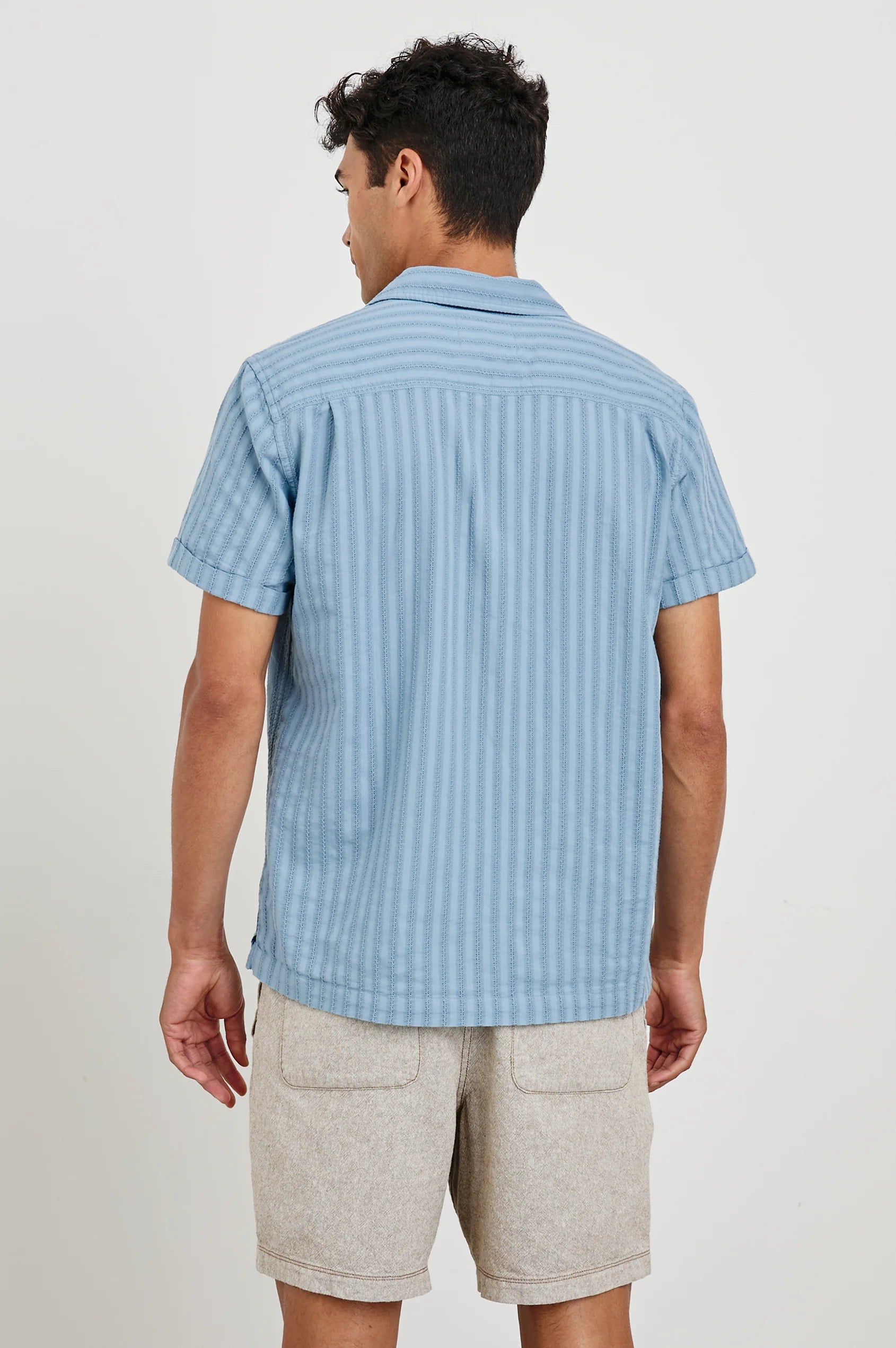 Sinclair Faded Tonal Stripe Short Sleeve Shirt for Men - Casual Summer Button Down Top for Beach, Office & Outdoor Activities