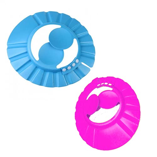 Sage Square Adjustable Baby Shower Cap with Soft Ear Protectors - Waterproof Bathing Hat for Infants & Toddlers (Pink & Yellow, 2-Pack) - Gentle Hair Protection During Bath Time & Swimming Lessons