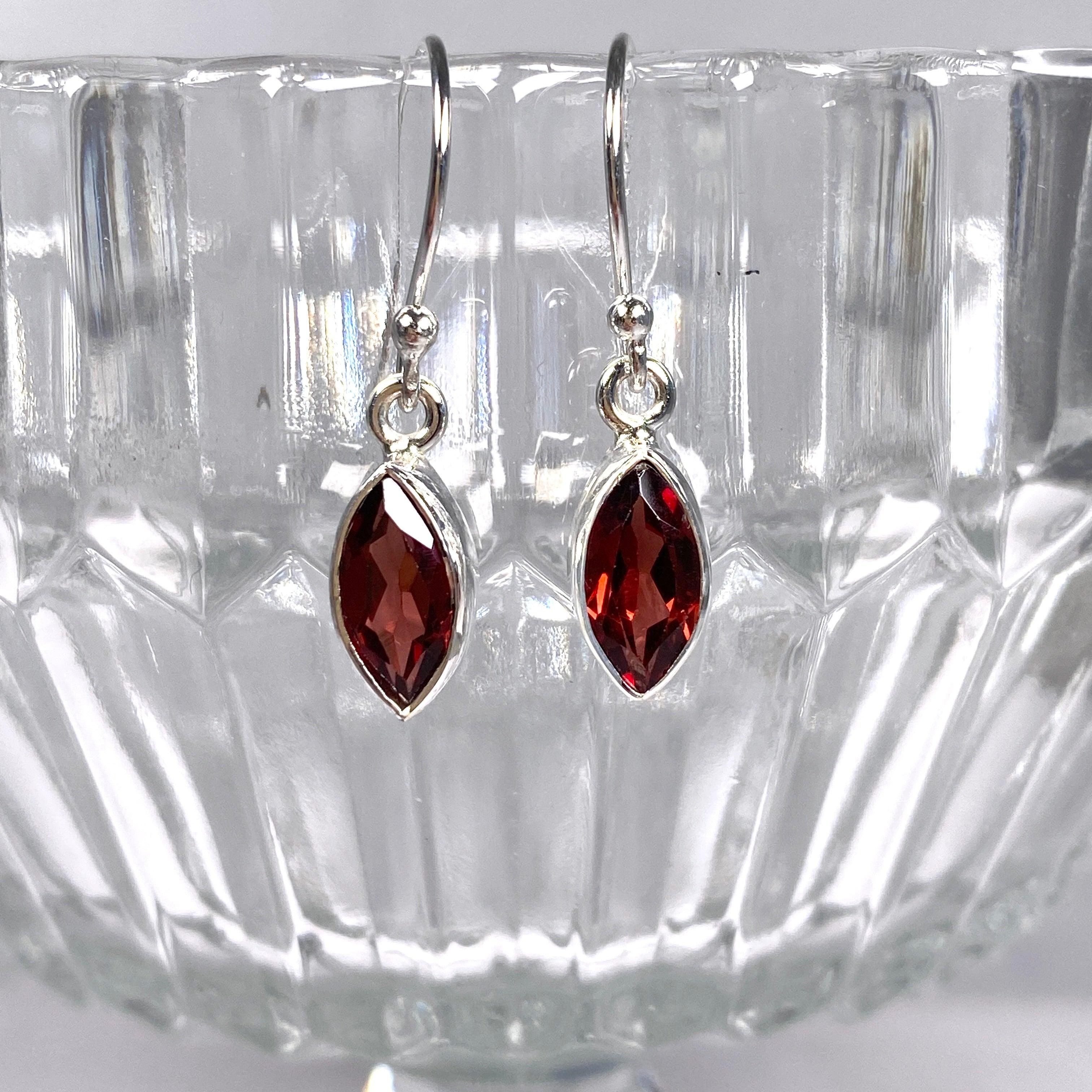 Garnet Petite Marquise Faceted Earrings R2363 GTM - Elegant Dainty Jewelry for Women, Perfect for Weddings, Parties & Special Occasions