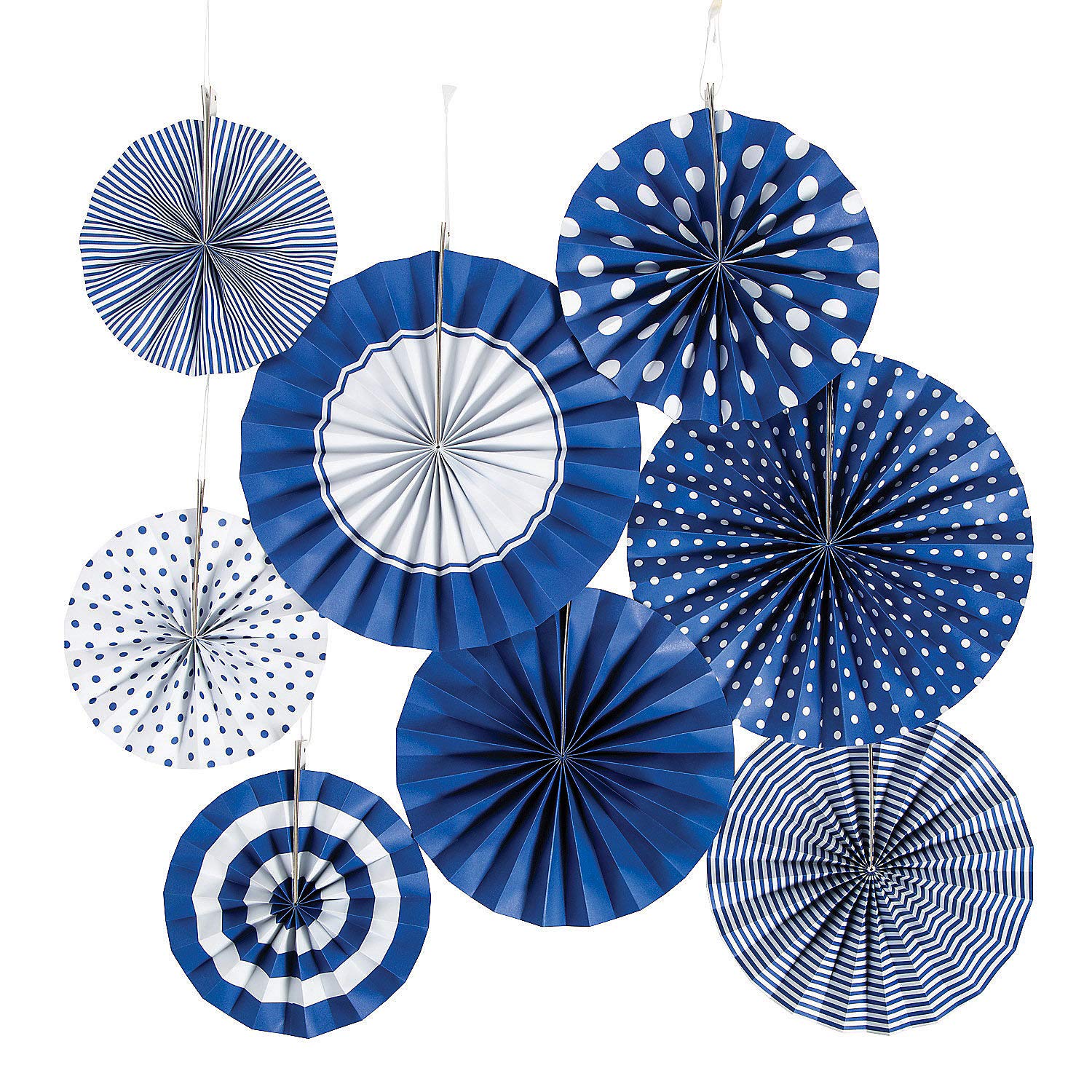 Vibrant Cobalt Blue Paper Fan Set - 8-Piece Party Decorations for Weddings, Baby Showers & Home Decor - Elegant DIY Craft Supplies for Events & Celebrations