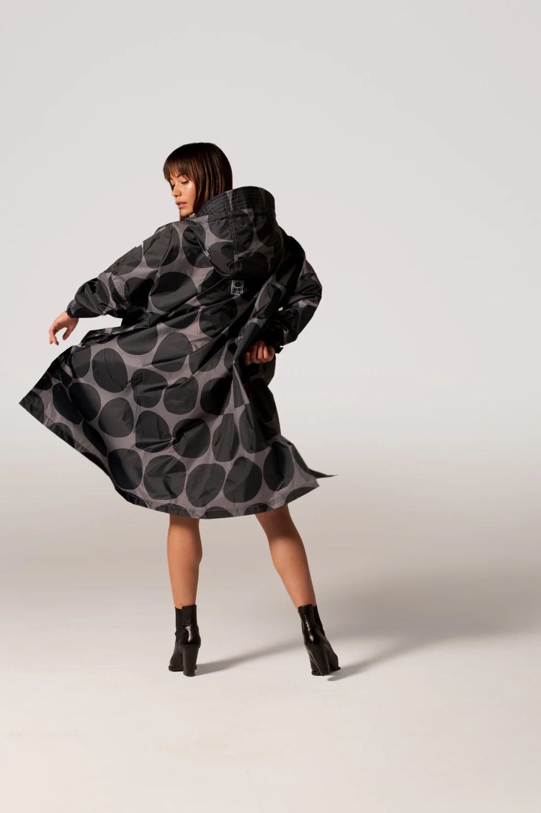 Black Polka Dot Rain Poncho - Waterproof Lightweight Hooded Raincoat for Women & Men - Perfect for Outdoor Activities, Hiking, Camping & Festivals