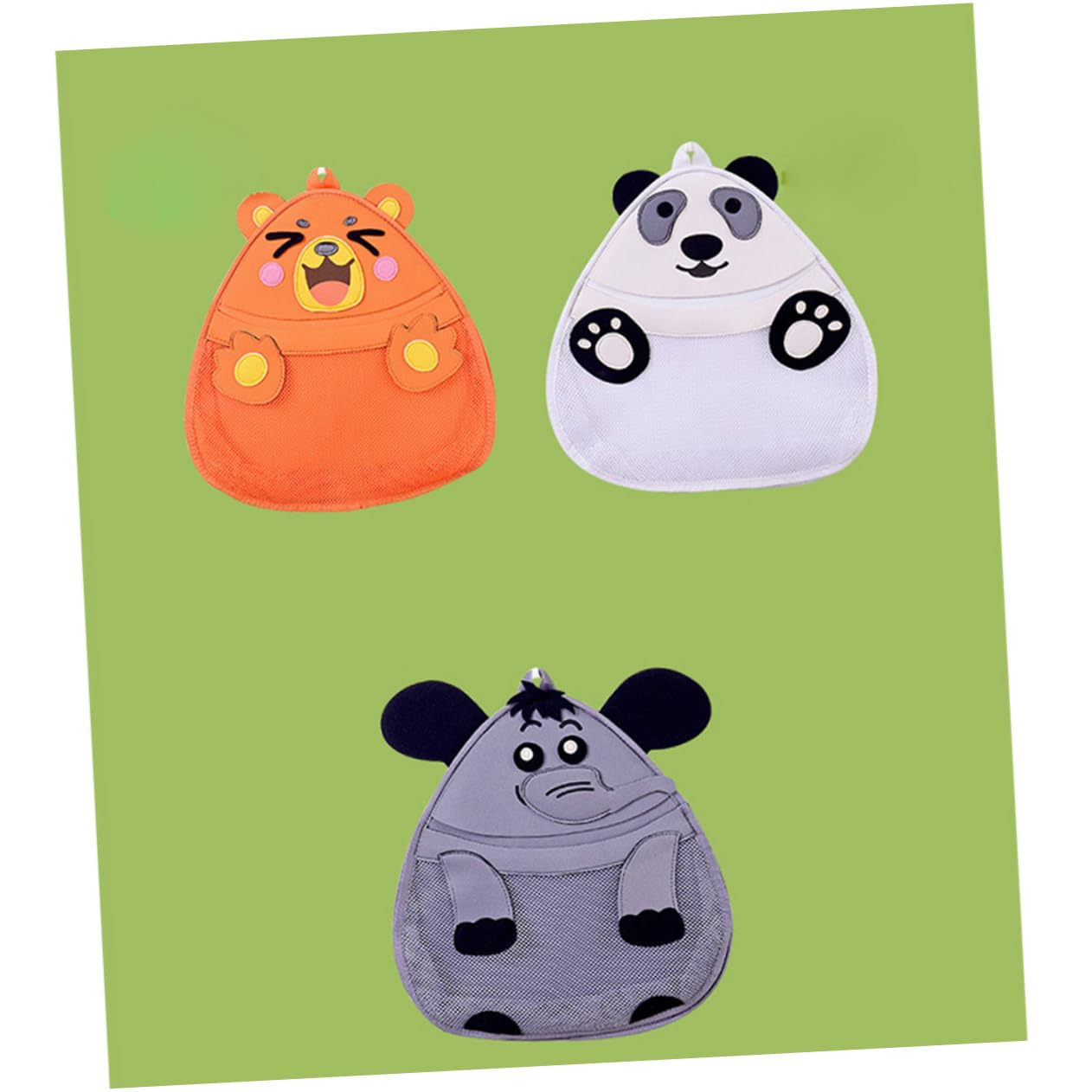 VICASKY 3-Piece Elephant Shower Storage Bags with Hooks - Mesh Bath Toy Organizer for Kids, Waterproof Hanging Toy Holder for Bathroom, Nursery & Playroom - Cute Animal Design for Boys and Girls (Perfect for Bath Time Organization & Kids' Room Decor)