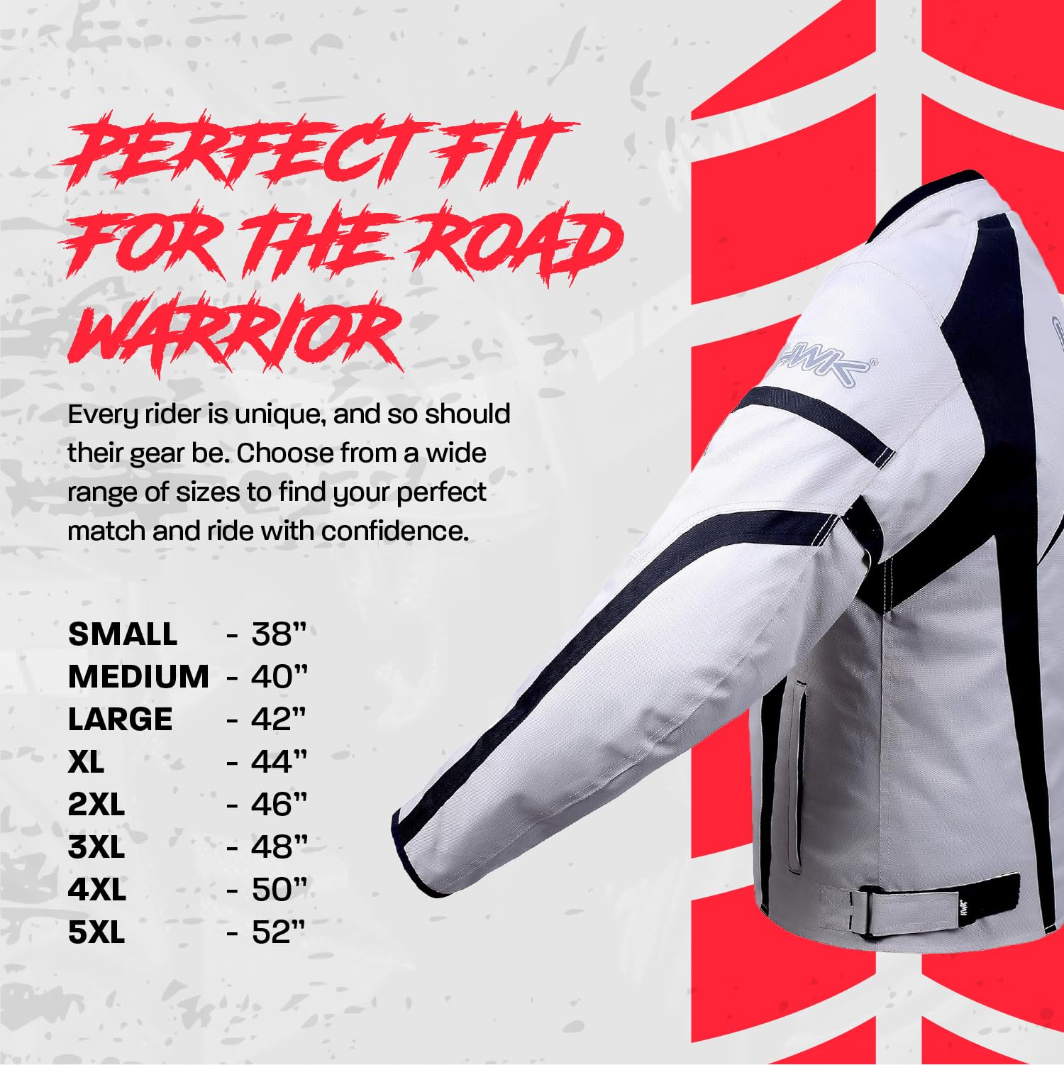 HWK Waterproof Motorcycle Jacket for Men & Women - CE Armor Protection, High Visibility Rain Jacket with Adjustable Fit - Durable Polyester Riding Gear for Dirt Bike, Enduro Racing & Commuting - Silver XL