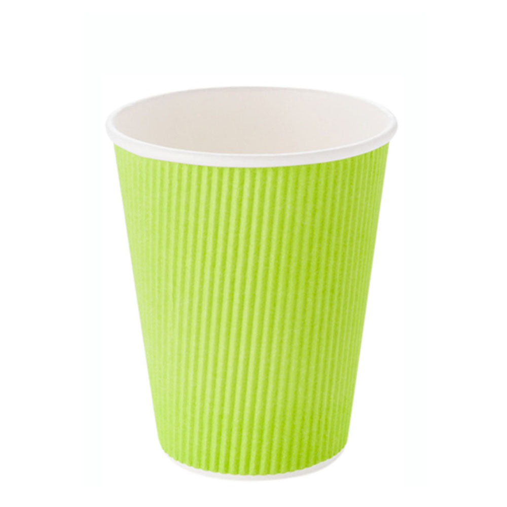 12 oz Eco-Friendly Disposable Paper Coffee Cups - Ripple Wall Design (3.5