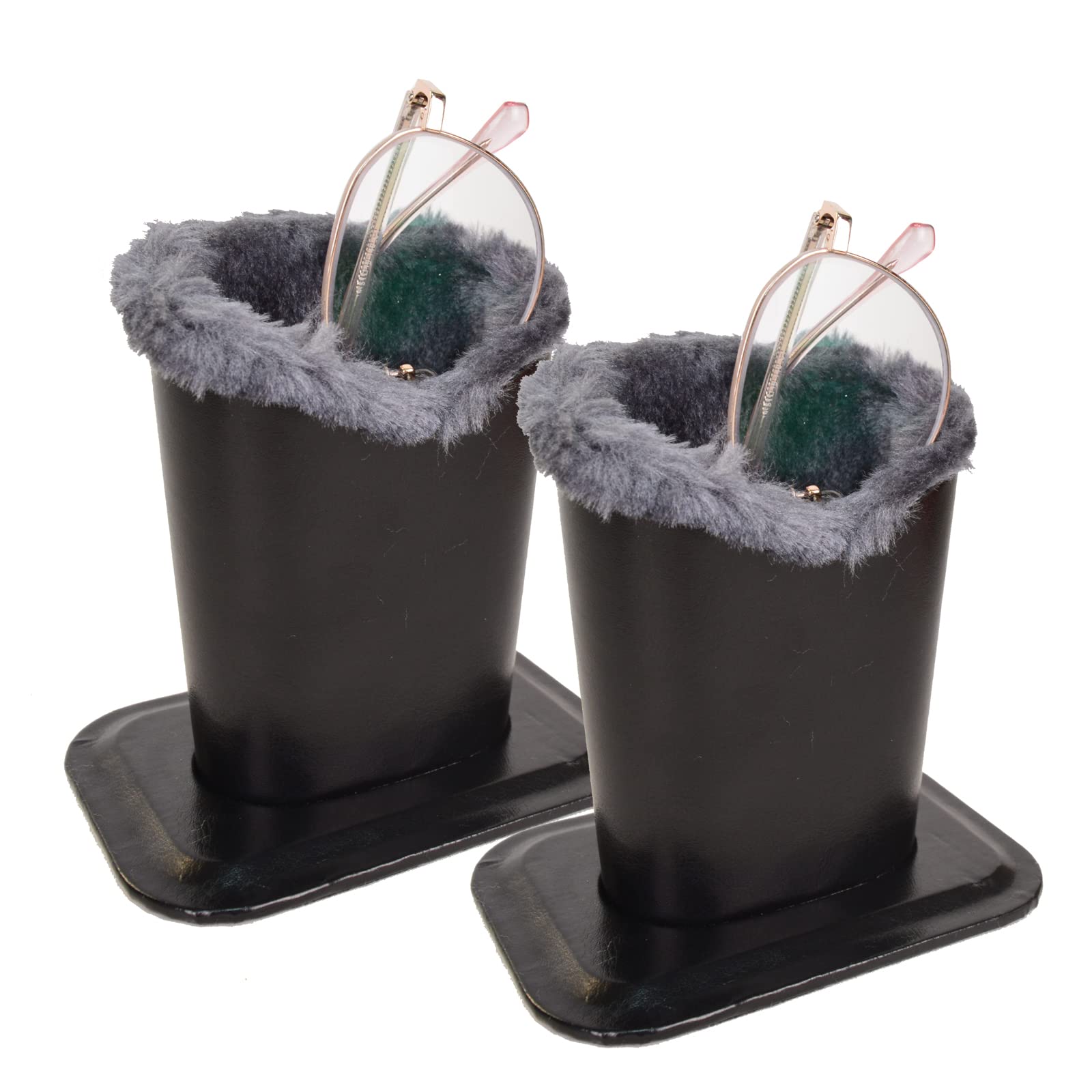 TECKE 2-Pack Soft Plush Lined Eyeglasses Holder Stand | Protective Glasses Case for Desk & Nightstand | Perfect for Office, Bedroom, or Travel Organization