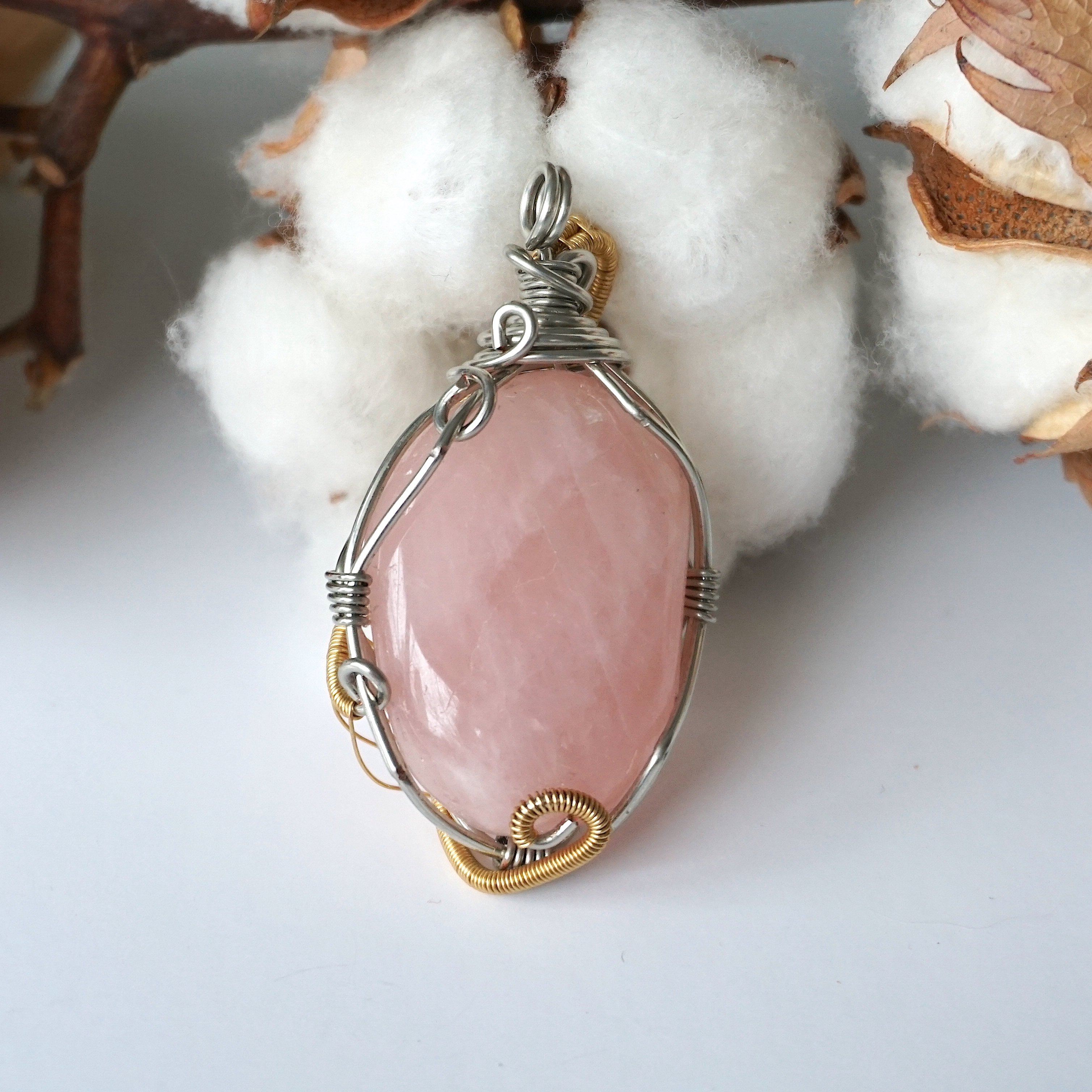 Gold Rose Quartz Crystal Necklace - 14K White Gold/Gold Plated Jewelry for Women | Elegant Gift for Valentine's Day, Anniversary & Special Occasions