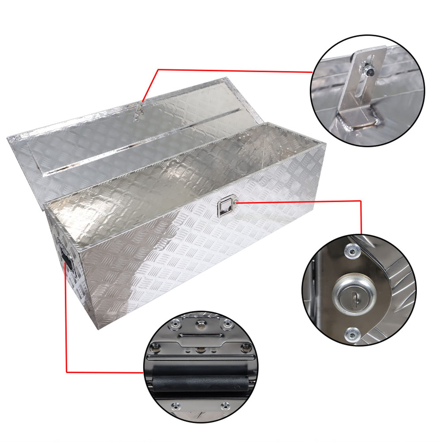 49 Inch Aluminum Underbed Tool Box with Lock & Key - Heavy Duty Storage for Flatbed Trucks, Campers, RVs - Secure Organization for Tools, Equipment & Outdoor Gear