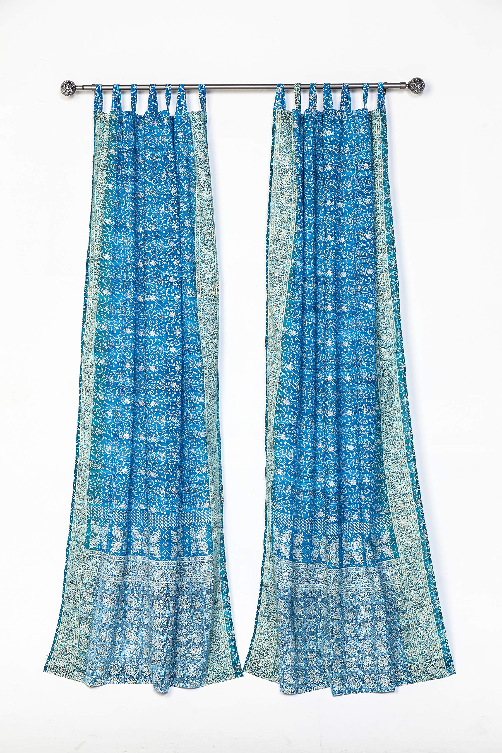 Boho Light-Filtering Sari Curtains - Colorful Window Treatments for Bedroom & Living Room, Bed Canopy Panel or Wall Tapestry (84