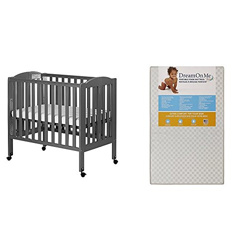 Dream On Me 3-in-1 Convertible Portable Folding Baby Crib with Mattress - White | Nursery, Travel & Co-Sleeping Solution for Newborns & Toddlers