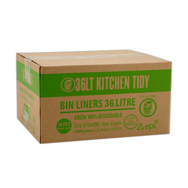 36L Eco-Friendly Kitchen Trash Bags - Biodegradable Green Bin Liners for Waste Disposal & Recycling - Perfect for Home, Office & Composting