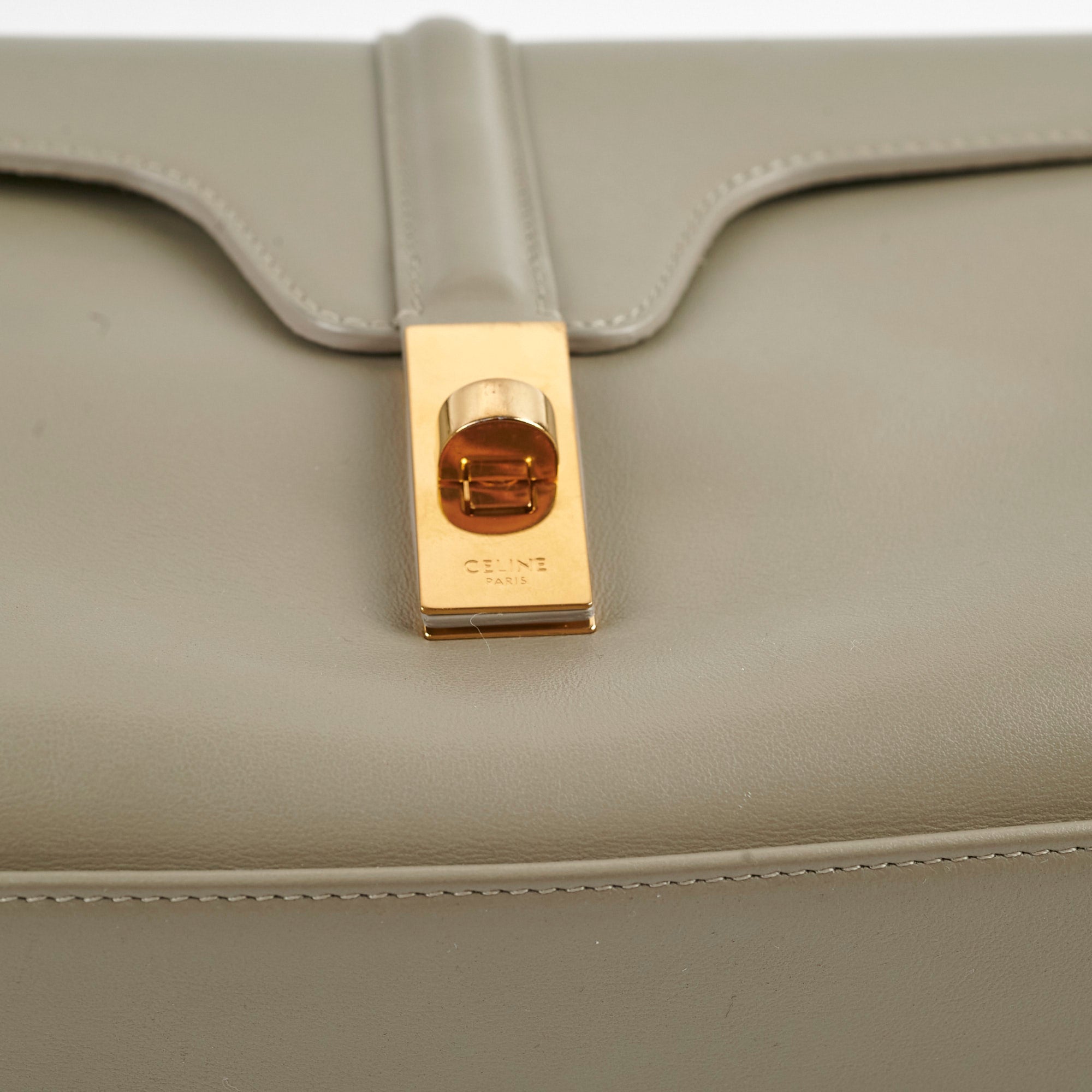 Celine Small 16 Satinated Calfskin Handbag in Green Clay | Luxury Crossbody Bag for Women | Perfect for Work, Travel & Evening Events