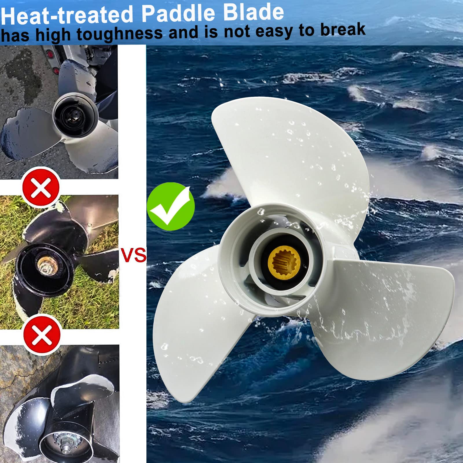 Yamaha Outboard Propeller 15 Tooth RH 3-Blade White - Compatible with 60HP 70HP 75HP 80HP 85HP 90HP 115HP 130HP Engines - Perfect for Boating, Fishing & Water Sports
