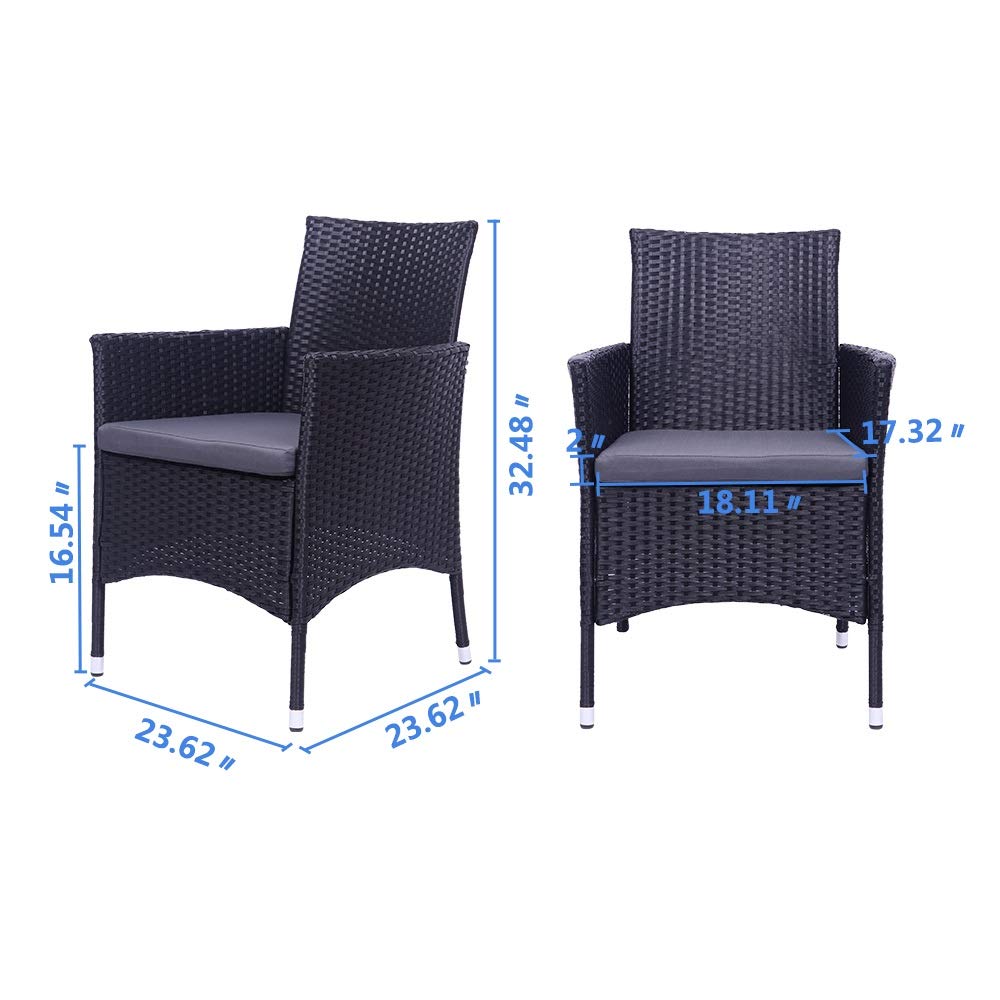 2-Piece Outdoor Furniture Set - Black Iron Frame with Full Braided Armrests and 4-Wire Rattan Backrest Chairs (60×60×82.5cm) - Perfect for Patio, Garden, Poolside, and Backyard Relaxation
