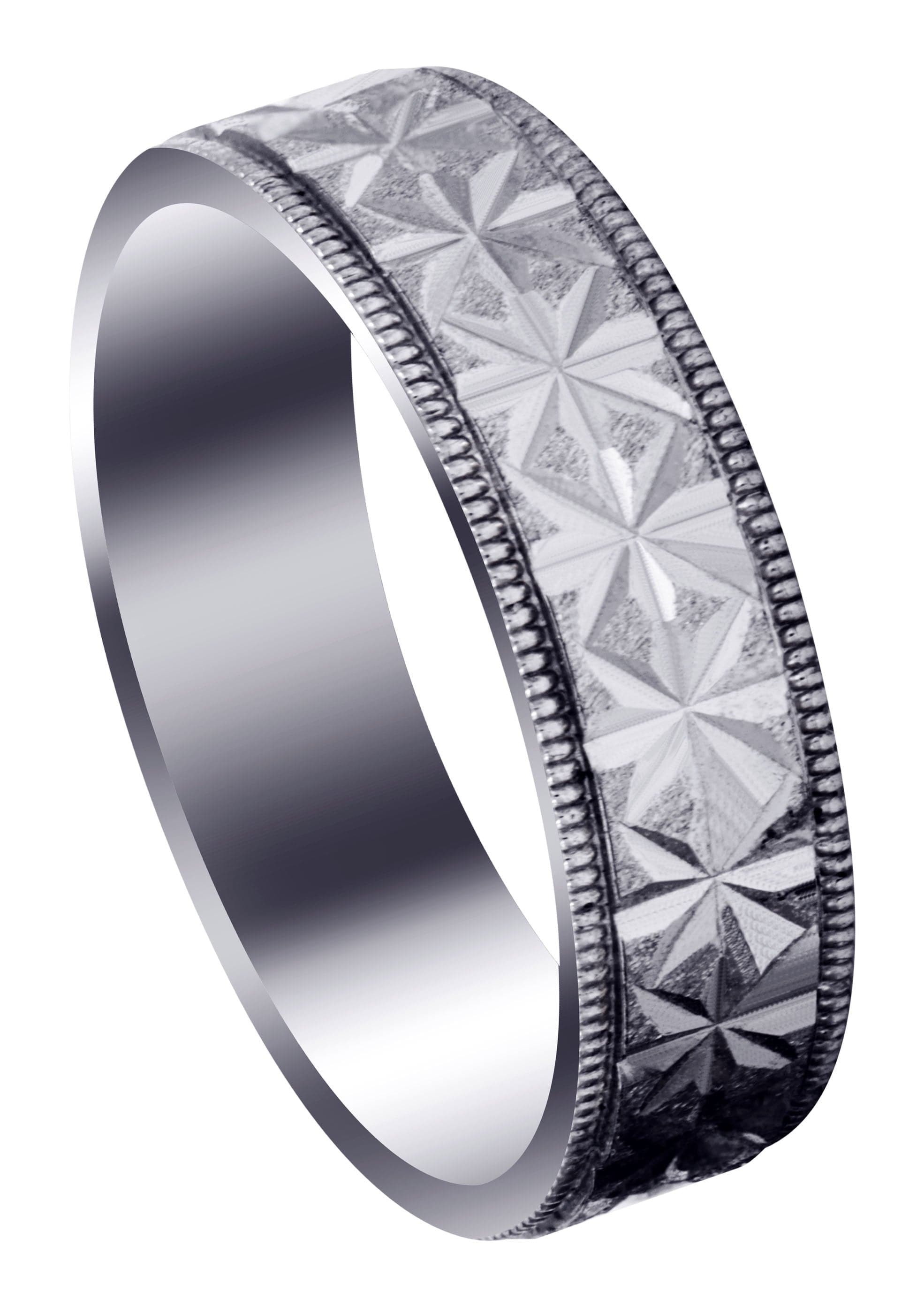 Contemporary Unique Men's Wedding Band Ring | Stone Finish Design (Justin) - Perfect for Weddings, Anniversaries & Special Occasions
