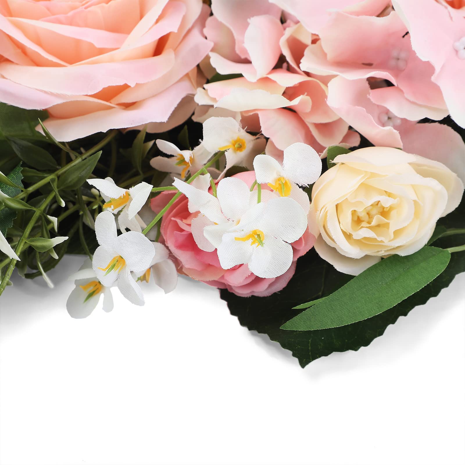 TREETDOBV Artificial Rose Flower Swag for Wedding Arch - Rustic Peony & Sunflower Door Wreath with Green Leaves - Pink Home Decor for Weddings, Parties & Farmhouse Style