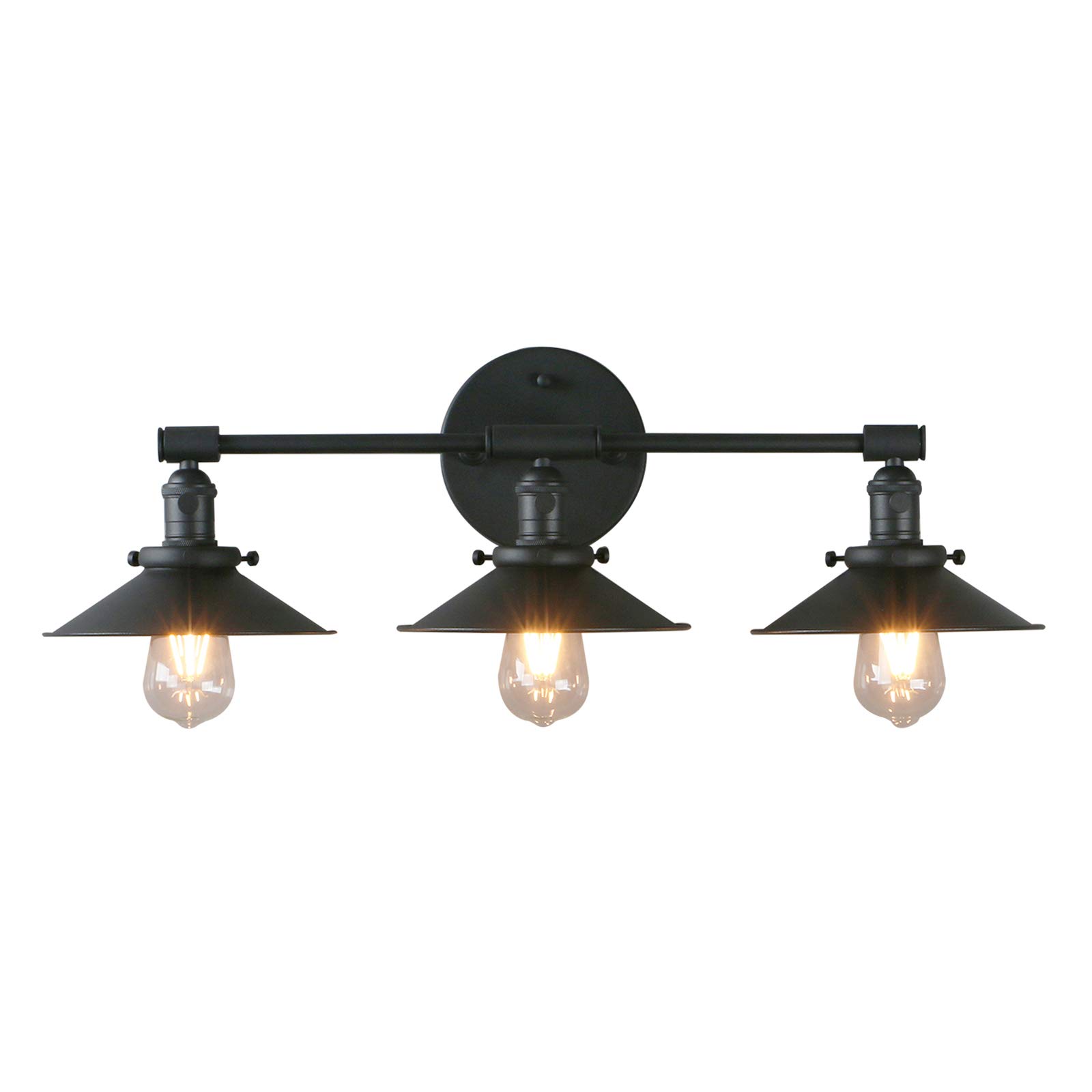 Vintage Black 3-Light Bathroom Vanity Fixture with 7.9