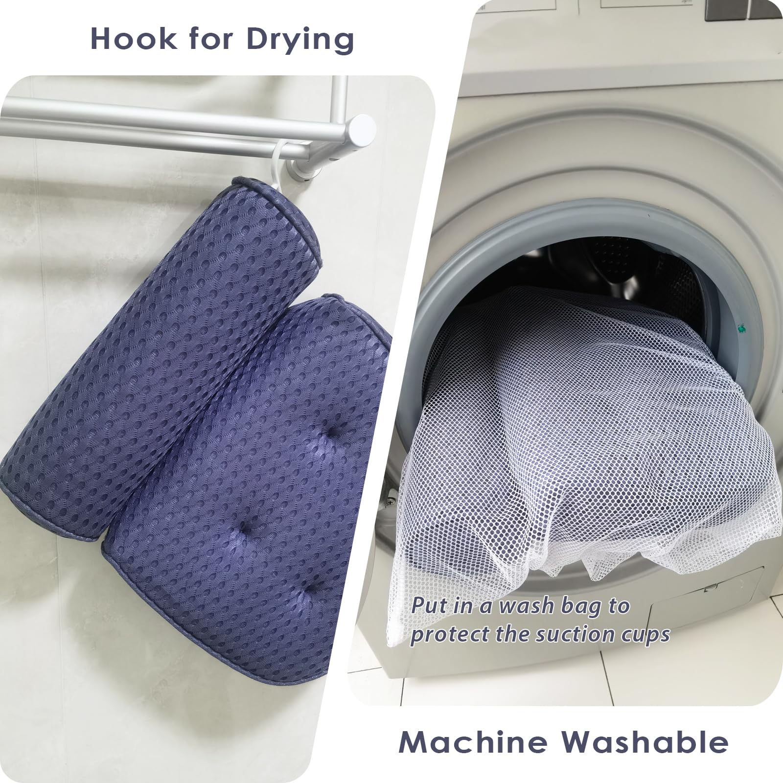 Luxury Bath Pillow for Tub - Head & Neck Support, Soft Spacer Mesh with Suction Cups - Relaxing Spa Experience