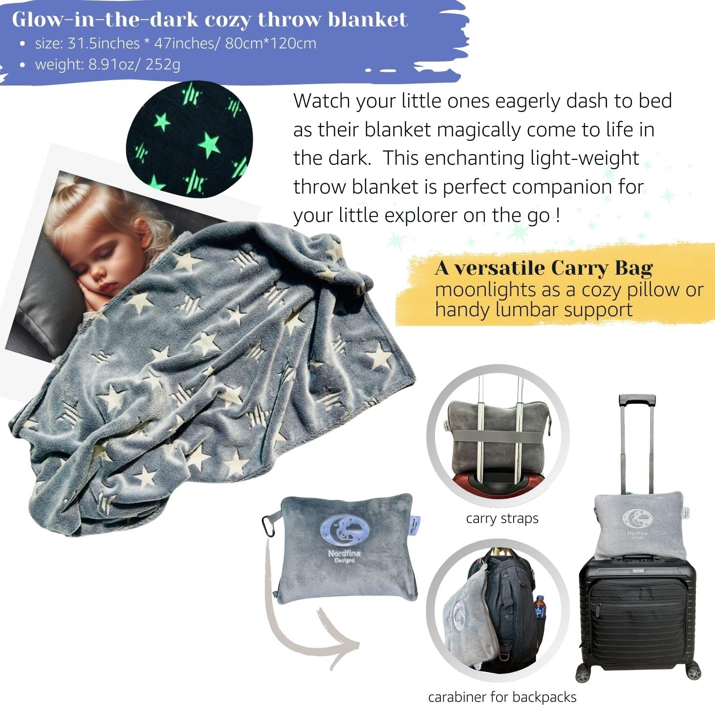 Nordfina Designs Baby Travel Essential 3-Piece Kit - Kids Airplane Seat Extender, Toddler Airplane Bed & Footrest for Comfortable Flights | Perfect for Family Travel with The Monster Crew | Ideal for Long-Haul Flights, Road Trips & Stress-Free Family Vacations