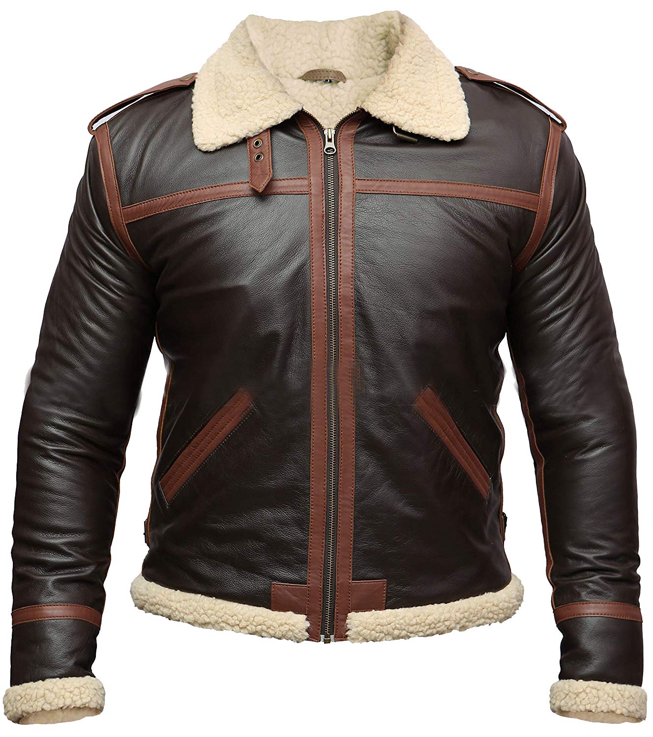Resident Evil 4 Leon Kennedy Bomber Jacket - Faux Shearling & Real Leather Gaming Cosplay Coat | Halloween Costume, Comic-Con Outfit, Video Game Merchandise