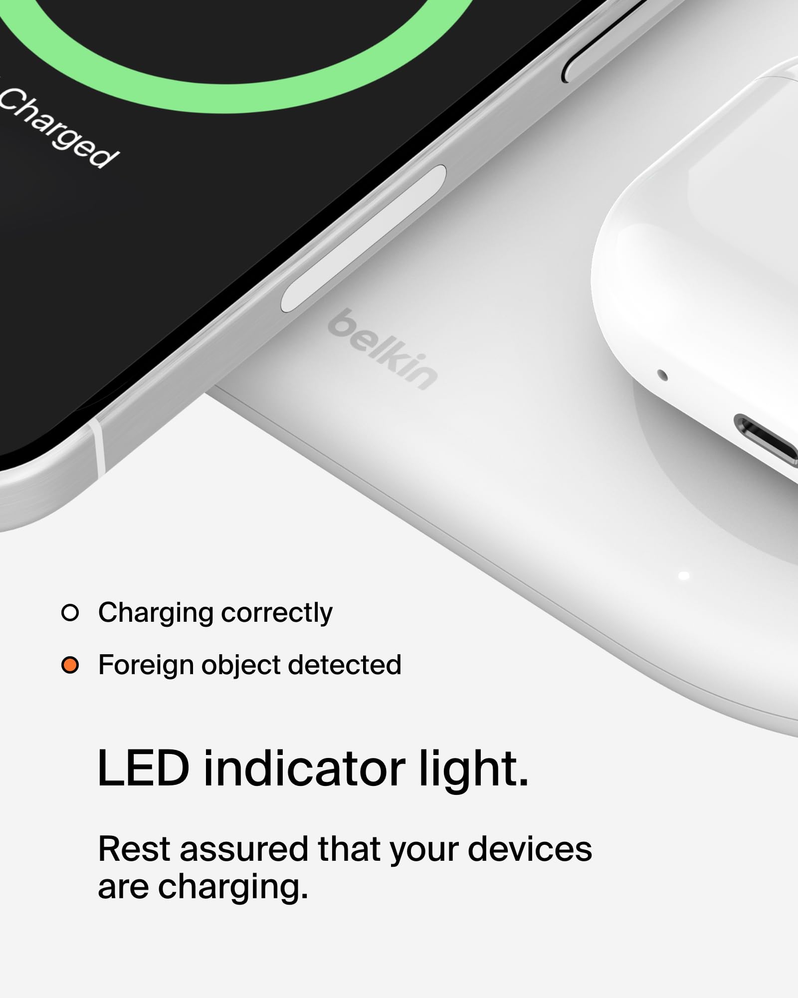 Belkin 3-in-1 MagSafe-Compatible Wireless Charging Pad with Qi2 15W Fast Charging - iPhone Charger Station for iPhone 16/15/14 Series, AirPods & Apple Watch - White | Perfect for Home, Office & Travel Charging