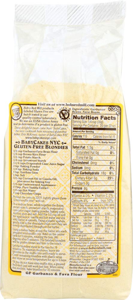 Bob's Red Mill Garbanzo Fava Flour - Gluten Free, 16 Pack (22 Oz Each) | Perfect for Baking, Cooking & Mediterranean Recipes