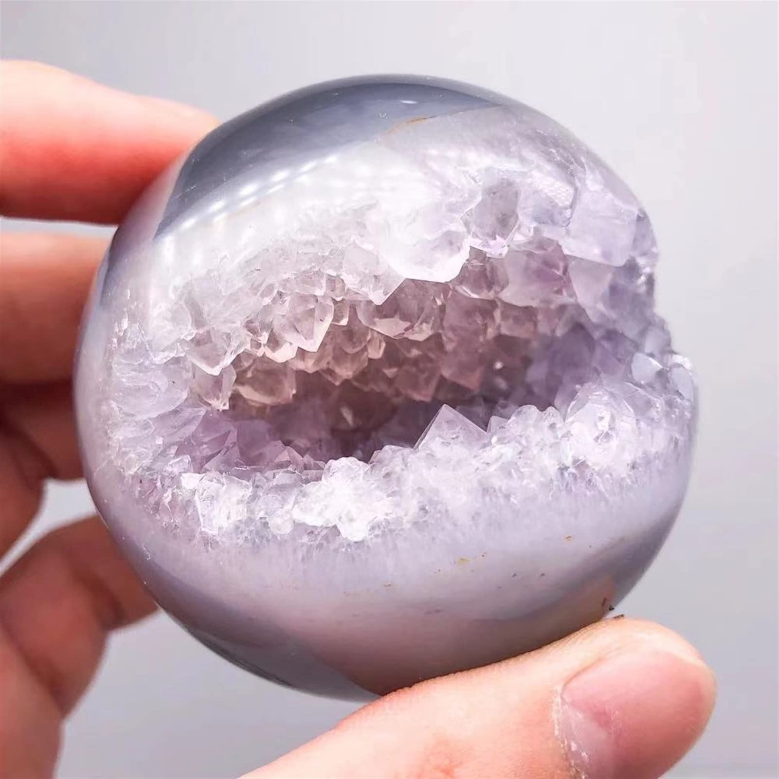 Natural Agate Quartz Crystal Ball 50mm-60mm - Healing Stone, Mineral Specimen, Home Decor, Feng Shui Gift for Meditation & Spiritual Healing | Perfect for Yoga, Reiki, and Office Desk Decor