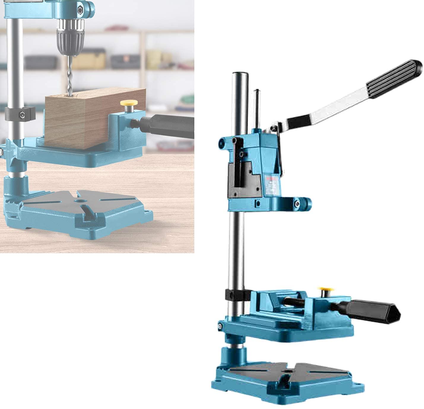 MARHD Precision Drill Press Stand - Universal Bench Press Stand with Vise & Cast Iron Base for Electric Hand Drills | Perfect for Woodworking, Metalworking & DIY Repair Projects