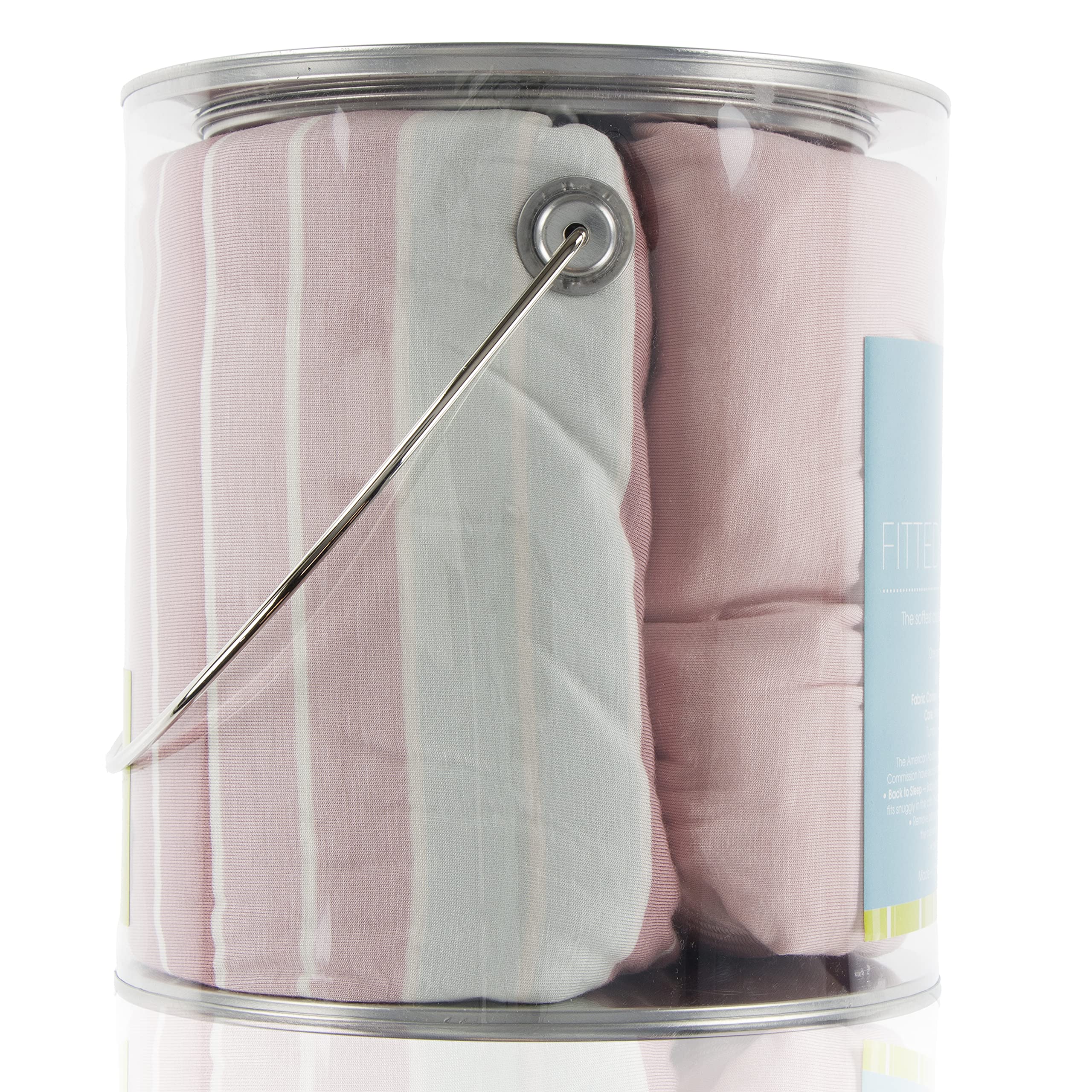 KicKee Pants 2-Pack Bamboo Viscose Fitted Crib Sheets - Ultra Soft Baby Bedding Set with Adorable Prints (Active Stripe & Baby Rose) | Perfect for Nursery, Daycare & Travel | Hypoallergenic & Breathable Crib Mattress Cover