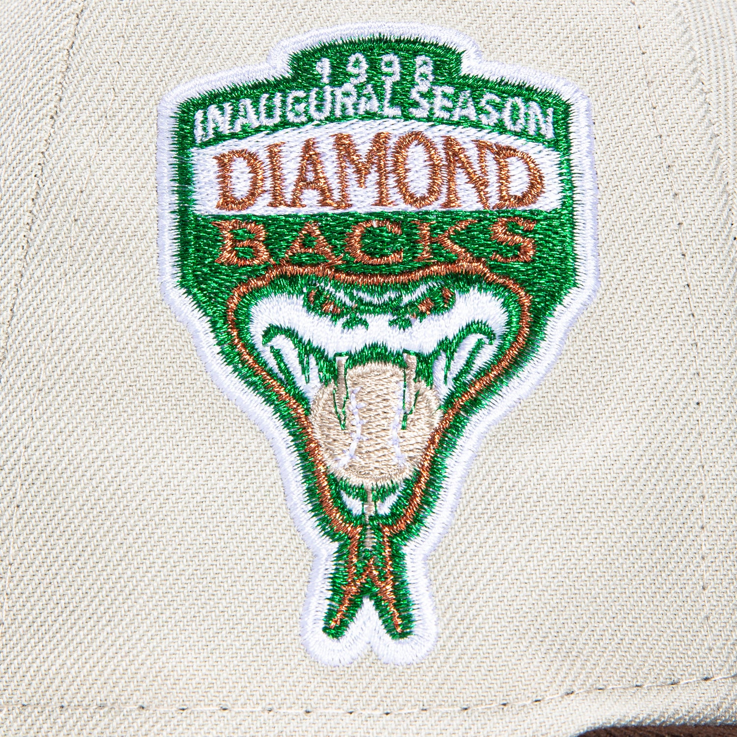 New Era 59Fifty Arizona Diamondbacks Inaugural Patch Snapback Hat - Stone, Brown, Metallic Copper - Official MLB Baseball Cap for Men & Women - Perfect for Games, Collecting & Streetwear Fashion