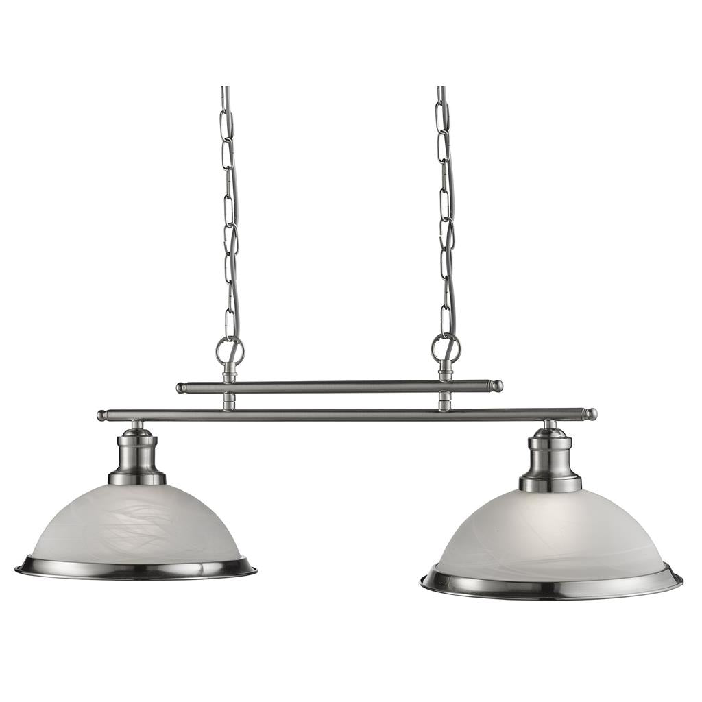 Bistro 2/3Lt Kitchen Light Fixture - Satin Silver/Antique Brass Finish - Modern Pendant Lighting for Dining Room, Island, Bar & Restaurant Decor